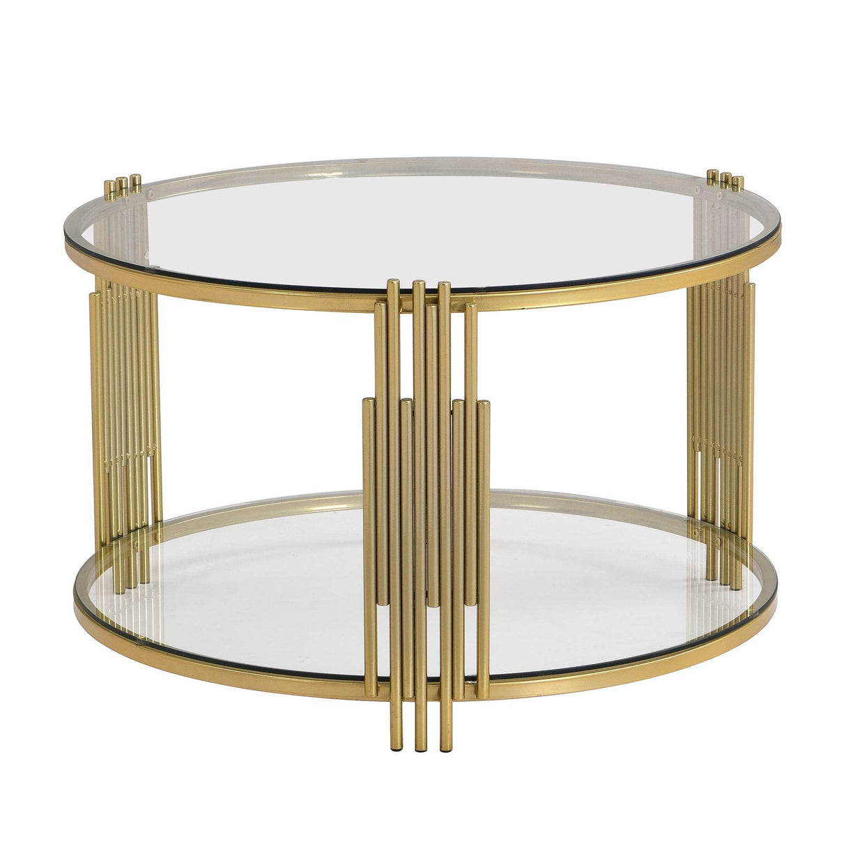 Modern Round Tempered Glass Coffee Table With Shelf - Sleep Galleria