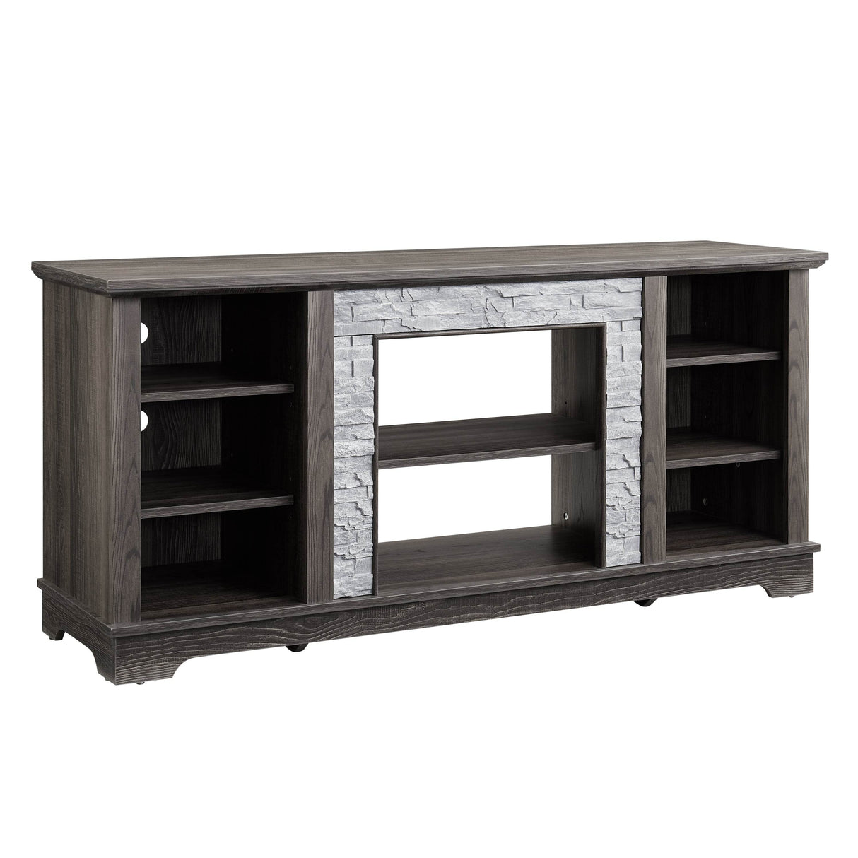 Grey Faux Stacked Stone MDF TV Media Stand Console - Sleep Galleria