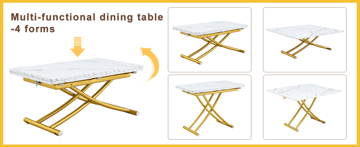 Multifunctional Adjustable Height White Gold Lift Table - Sleep Galleria