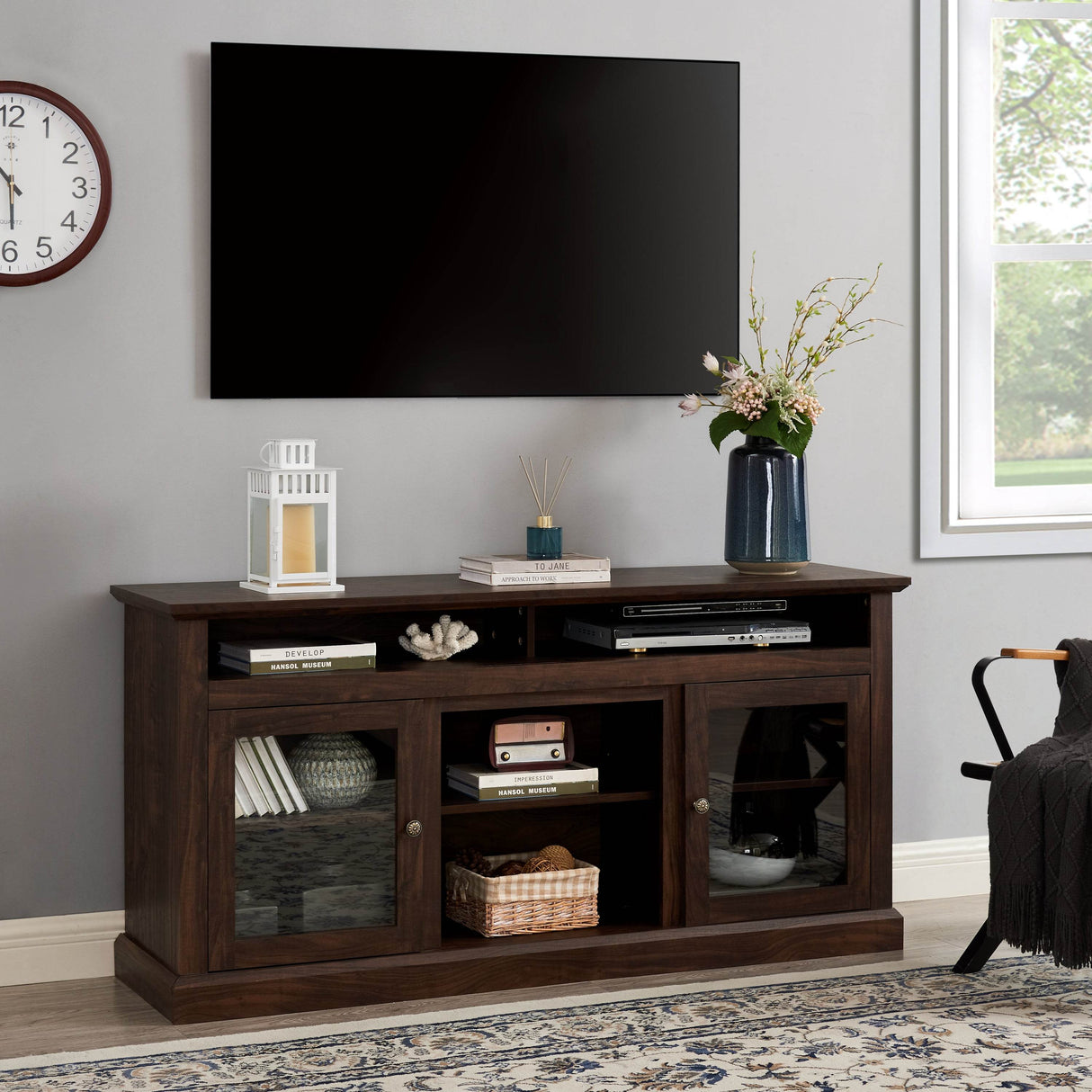 American Traditional Brown MDF TV Stand Console - Omega Lifestyles