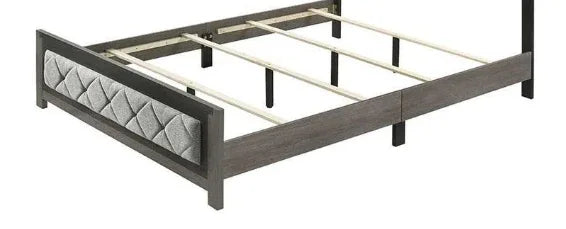 Queen Gray Linen Upholstered Padded Bed Frame - Omega Lifestyles