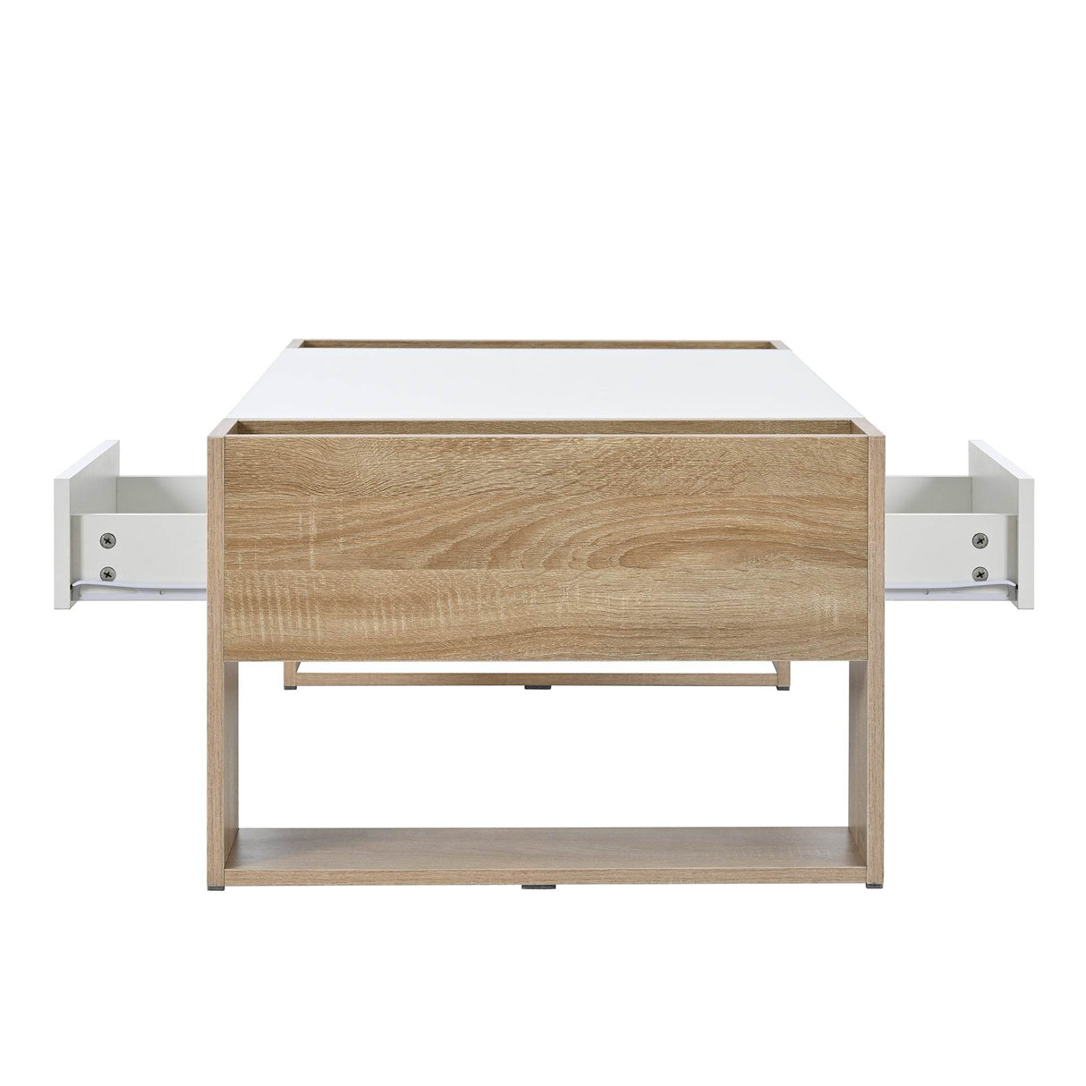 High Glossy White Coffee Table With Drawers - Sleep Galleria