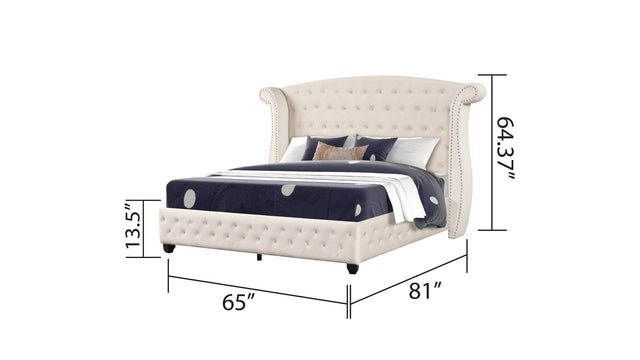 Crystal Tufted Contemporary Velvet Upholstered Queen Bed Frame - Omega Lifestyles