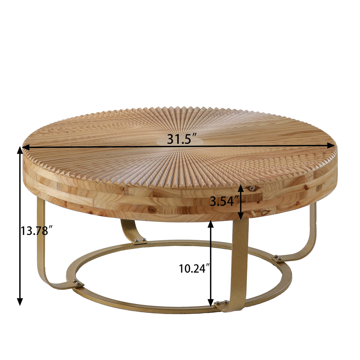 Modern Round Carved Pine Wood Coffee Table - Sleep Galleria
