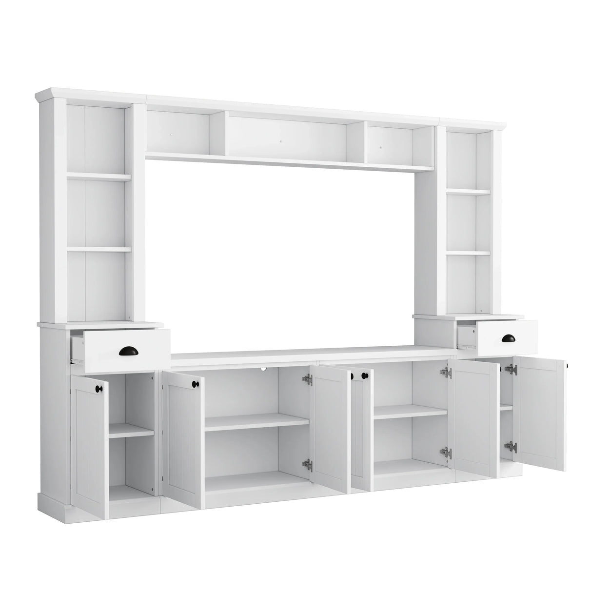 Minimalist White Particle Board Adjustable Height TV Stand - Omega Lifestyles