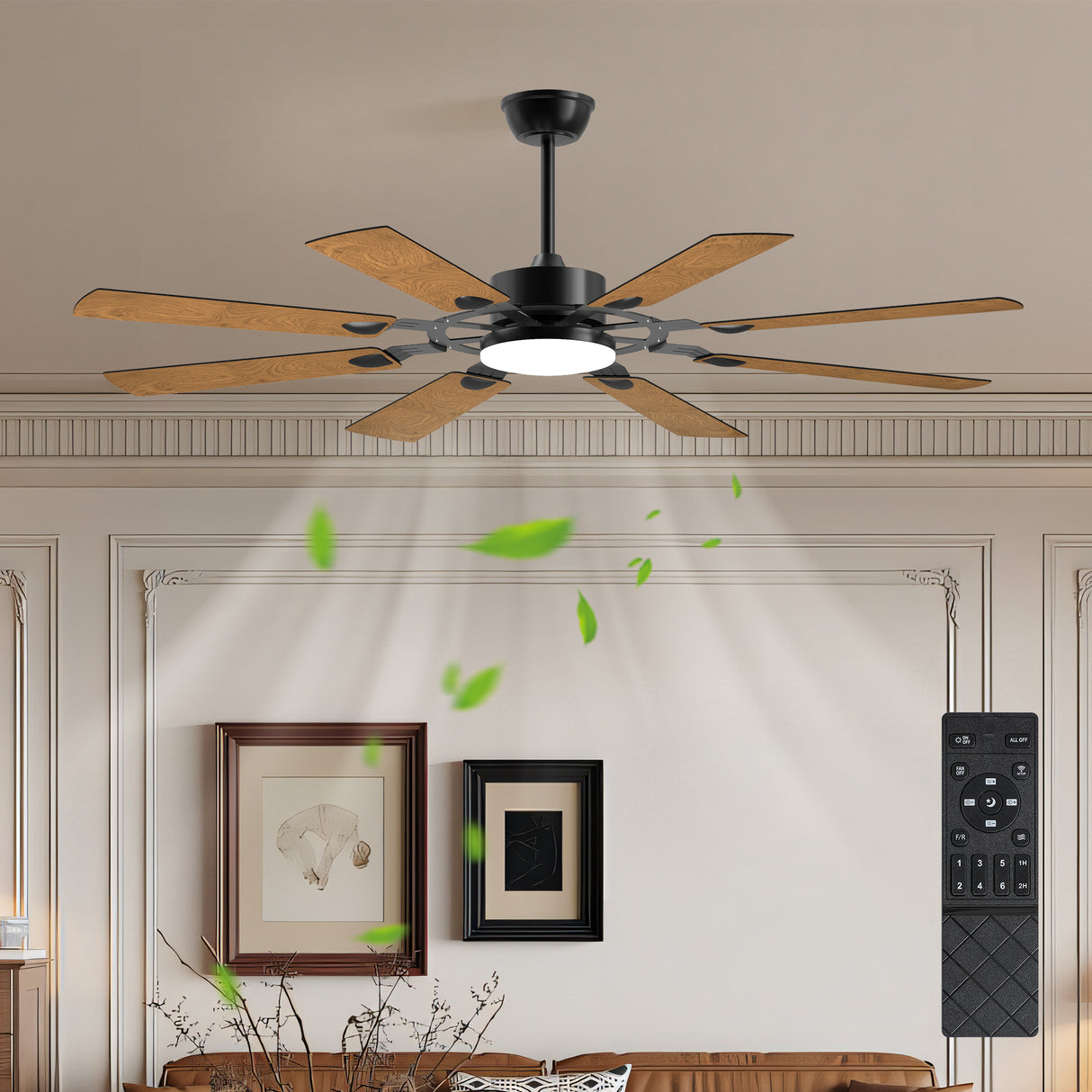 60-Inch Modern 8-Blade Ceiling Fan With LED Light