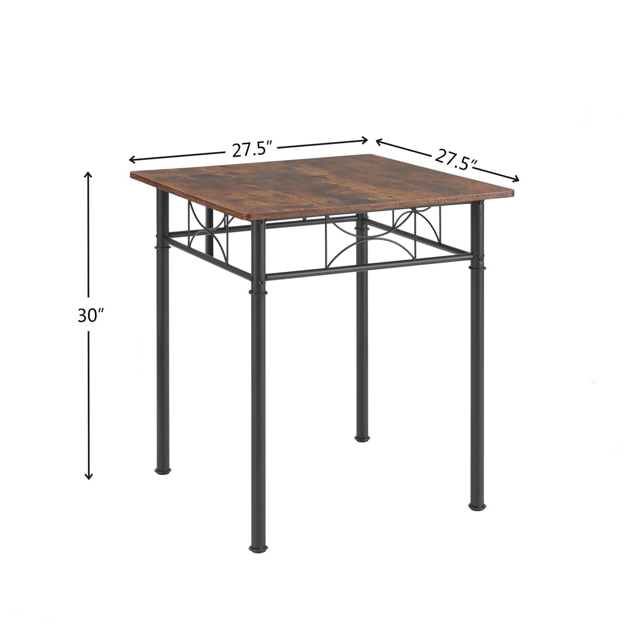 3-Piece Retro Brown Metal Wood Dining Table Set - Omega Lifestyles