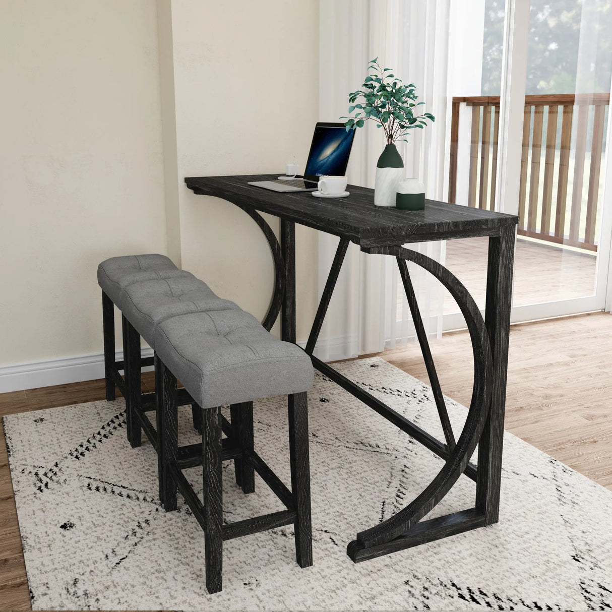 Industrial Bar Table And Chairs Set With Power Outlet - Omega Lifestyles
