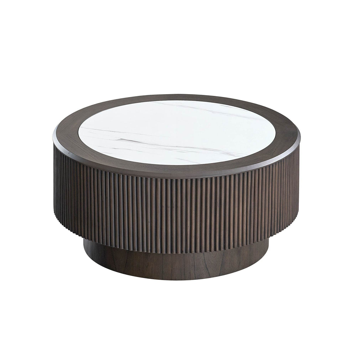 Modern Round Pedestal Coffee Table Set With Faux Marble - Sleep Galleria