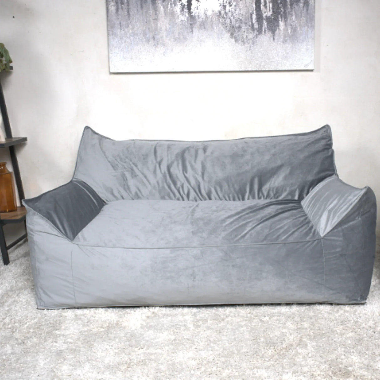 Oversized Velvet Foam Filled 2-Seater Bean Bag Chair - Omega Lifestyles