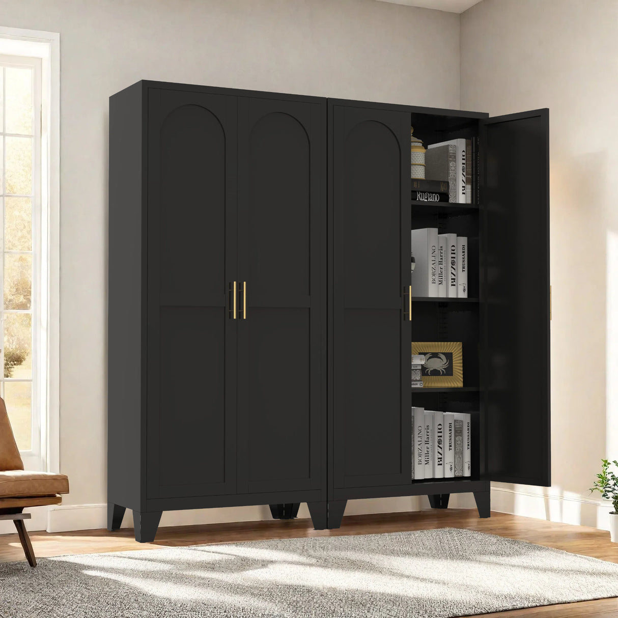61-Inch Steel Storage Cabinet With Adjustable Shelves