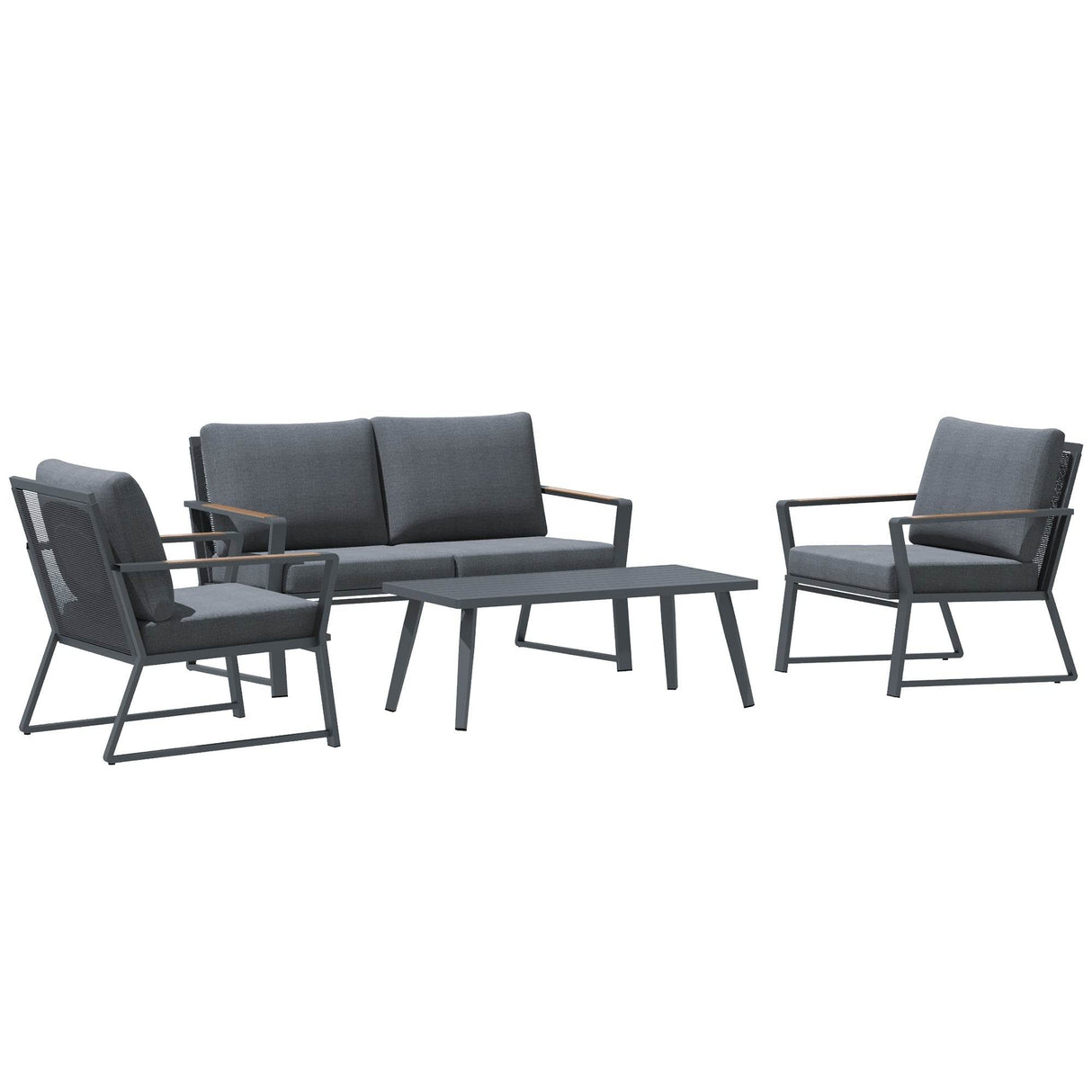 4-Piece Aluminum Outdoor Patio Furniture Set With Cushions