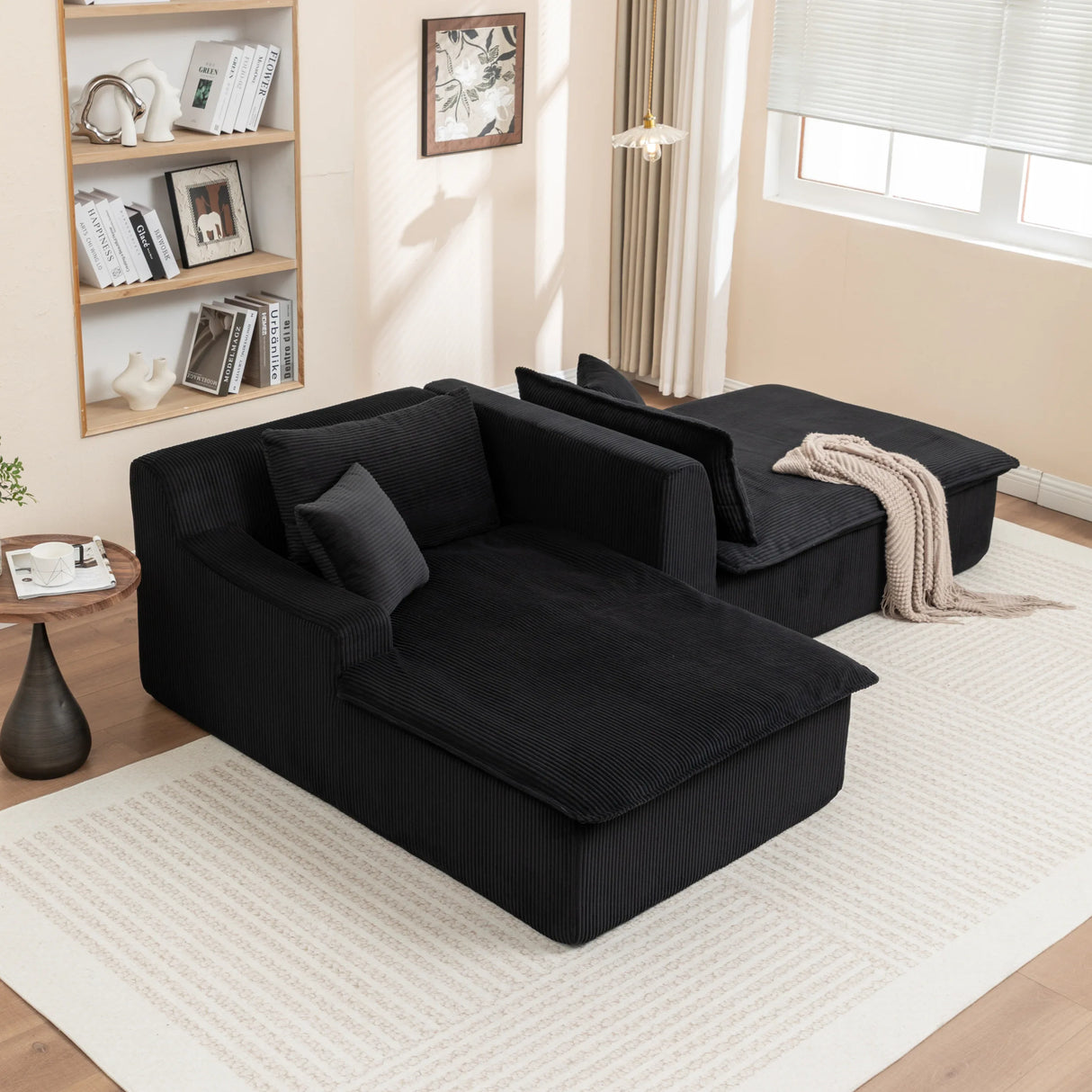 Corduroy Foam Upholstered Chaise Lounge Sleeper Chair - Omega Lifestyles