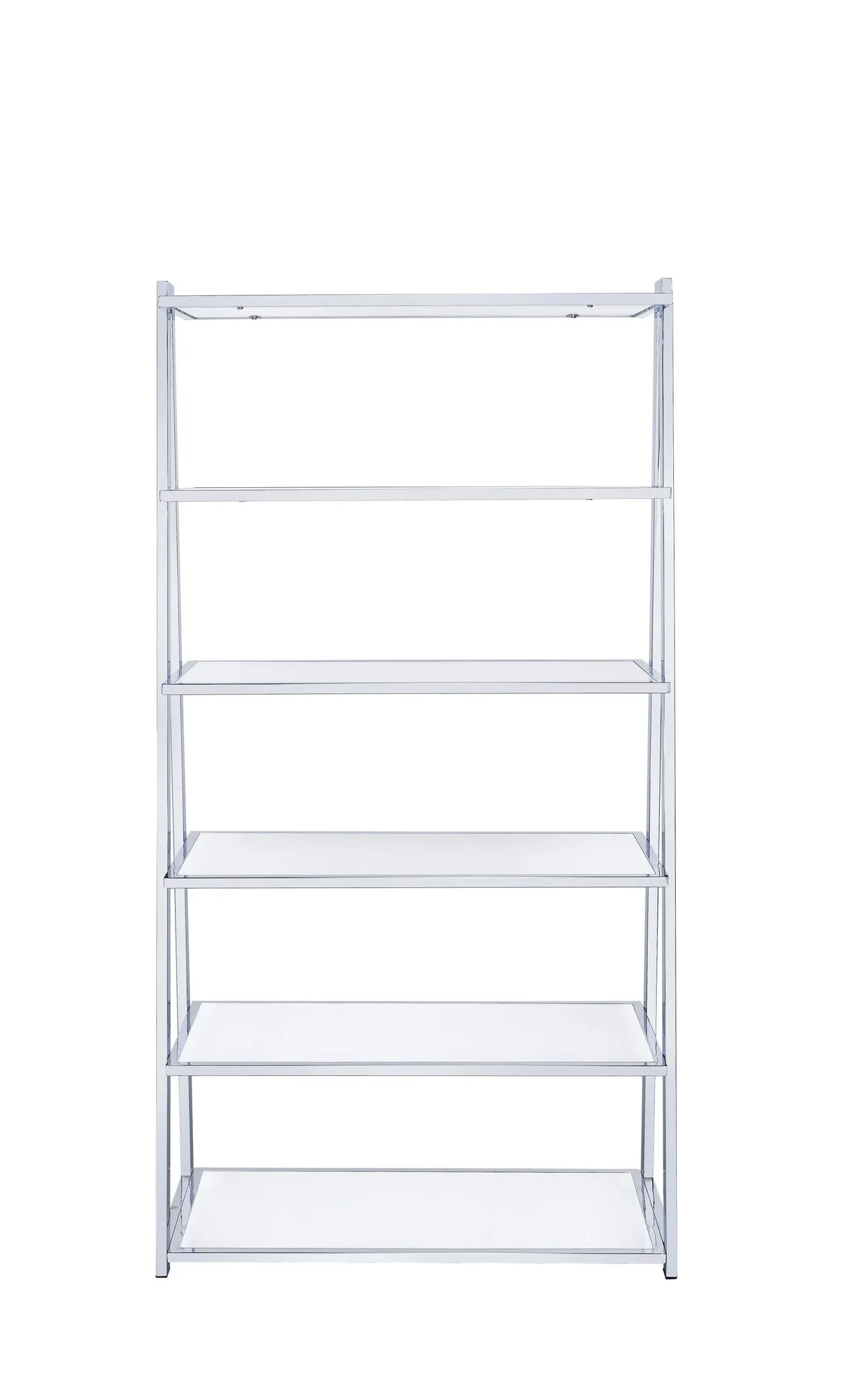 High Gloss Chrome Finish Synthetic Wood Bookshelf - Omega Lifestyles