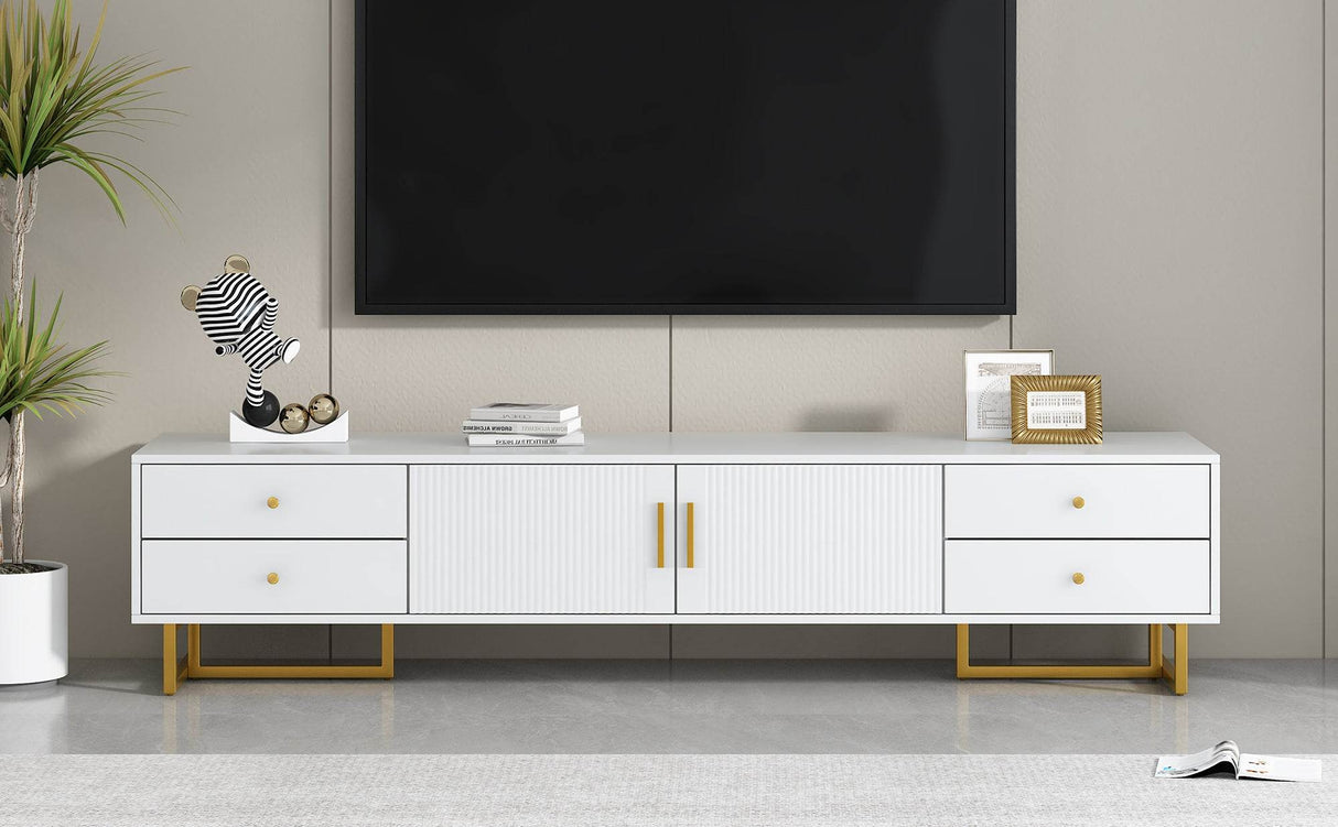 Modern White MDF TV Stand With Storage Cabinet - Sleep Galleria