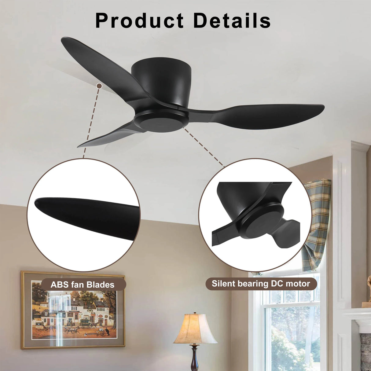 40-Inch Quiet Reversible Low Profile Ceiling Fan - Omega Lifestyles