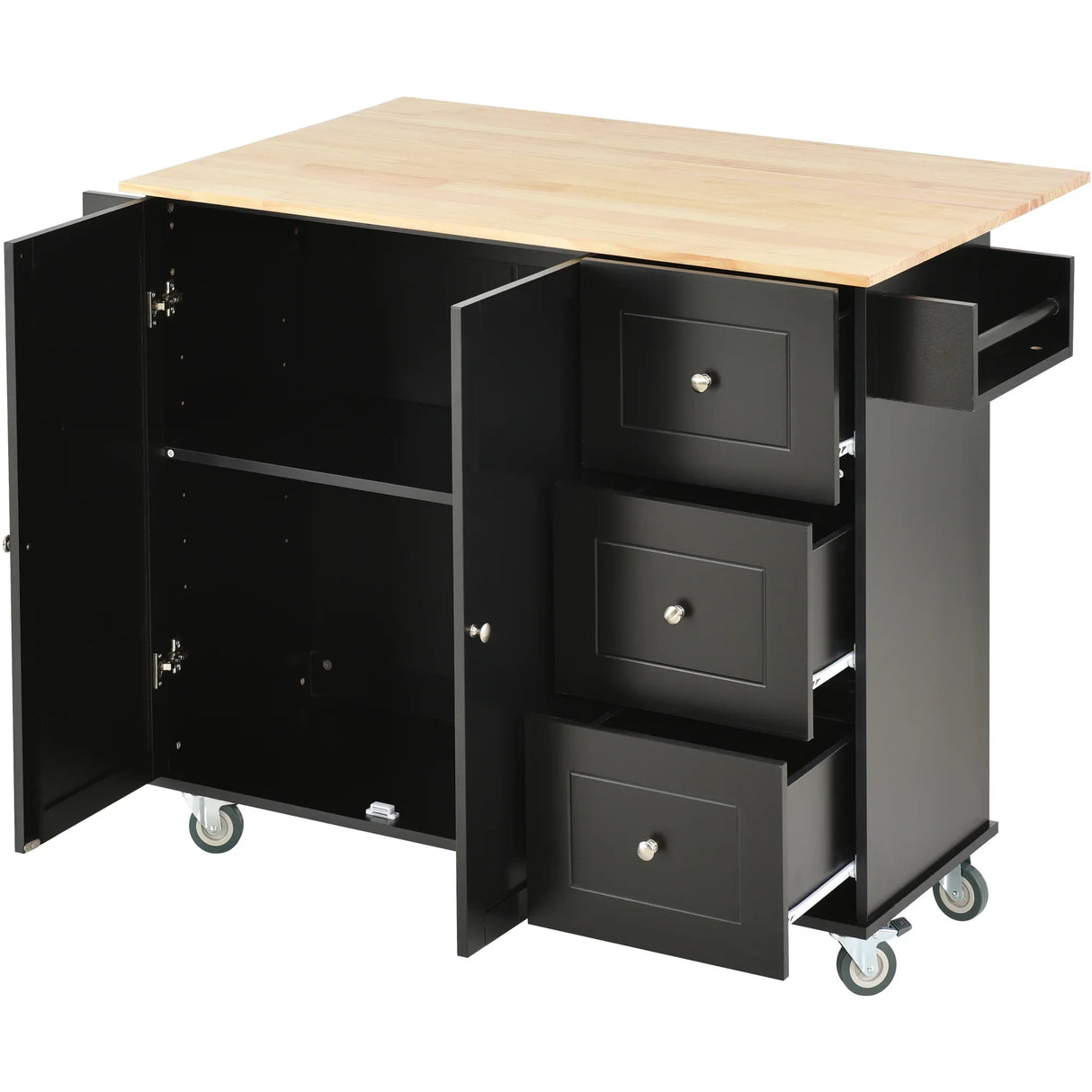 Rolling Mobile Kitchen Island With Solid Wood Top And Locking Wheels - Omega Lifestyles