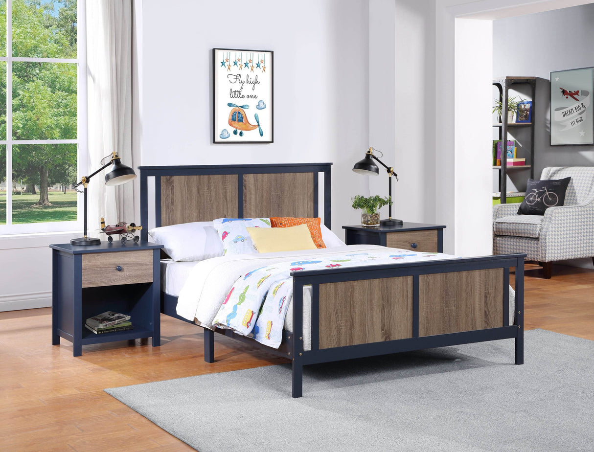 Full Solid Wood Reversible Panel Full Size Bed Frame