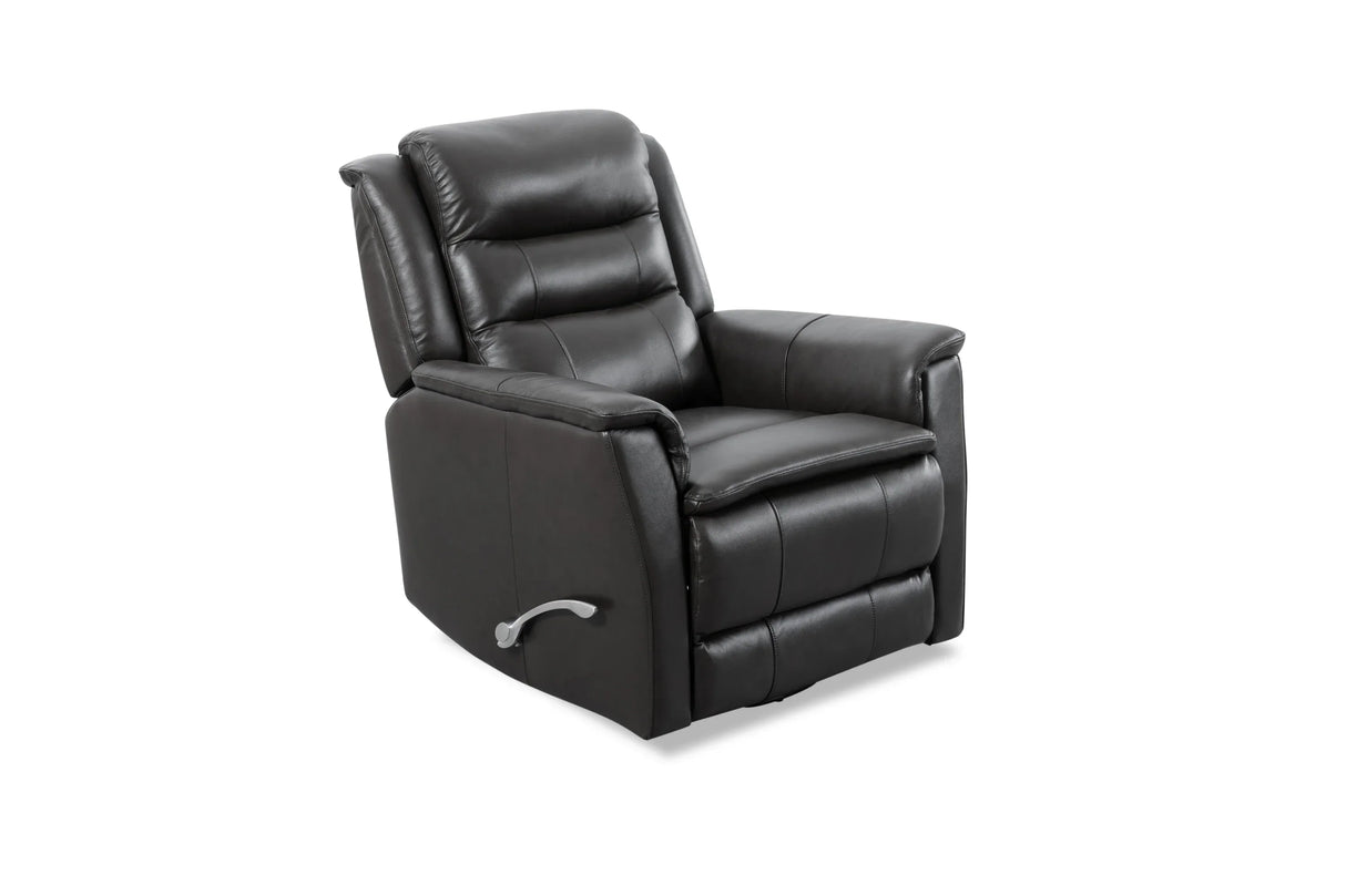Top Grain Leather Manual Swivel Recliner Chair Granite - Omega Lifestyles