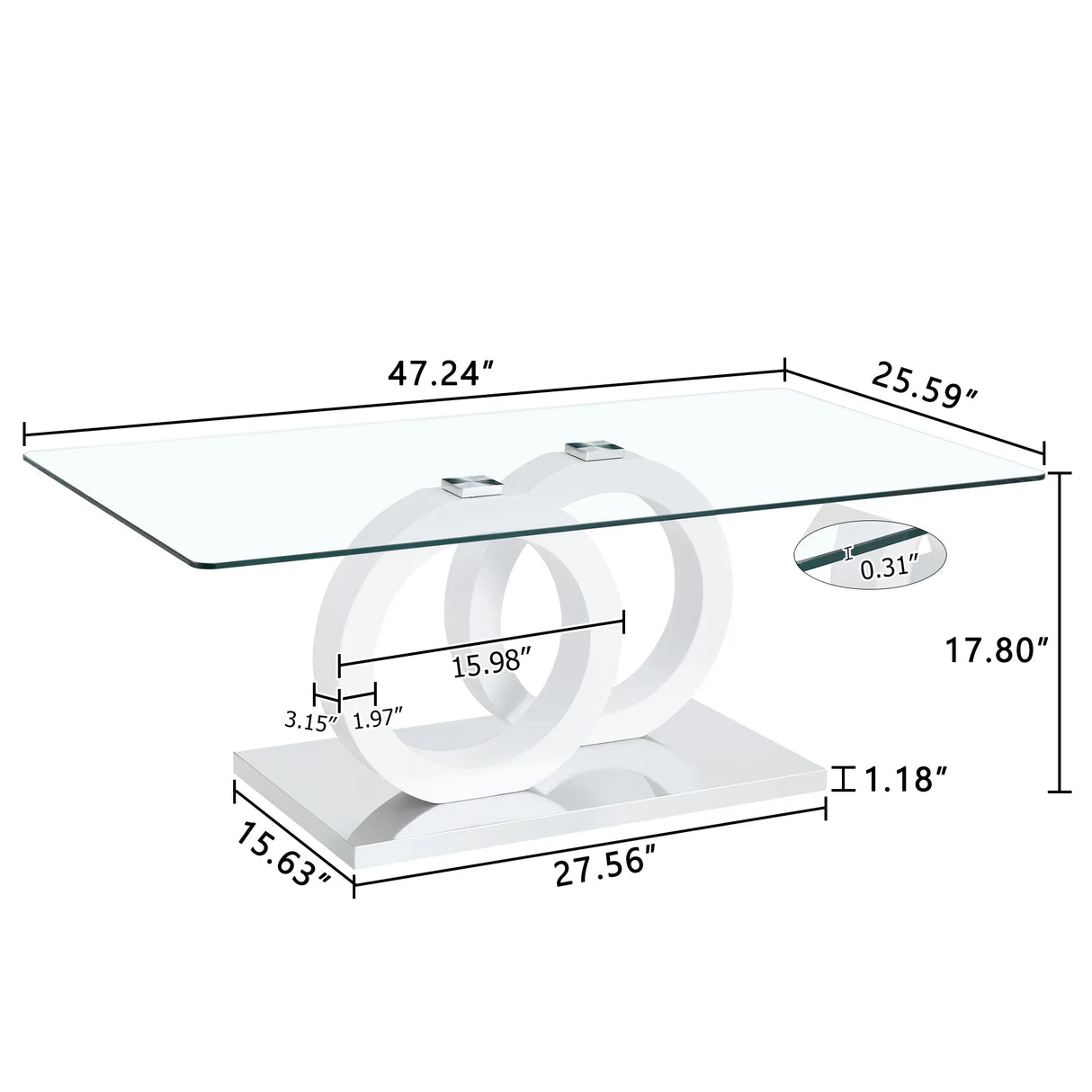 Modern Minimalist Glass Top MDF Coffee Table - Omega Lifestyles