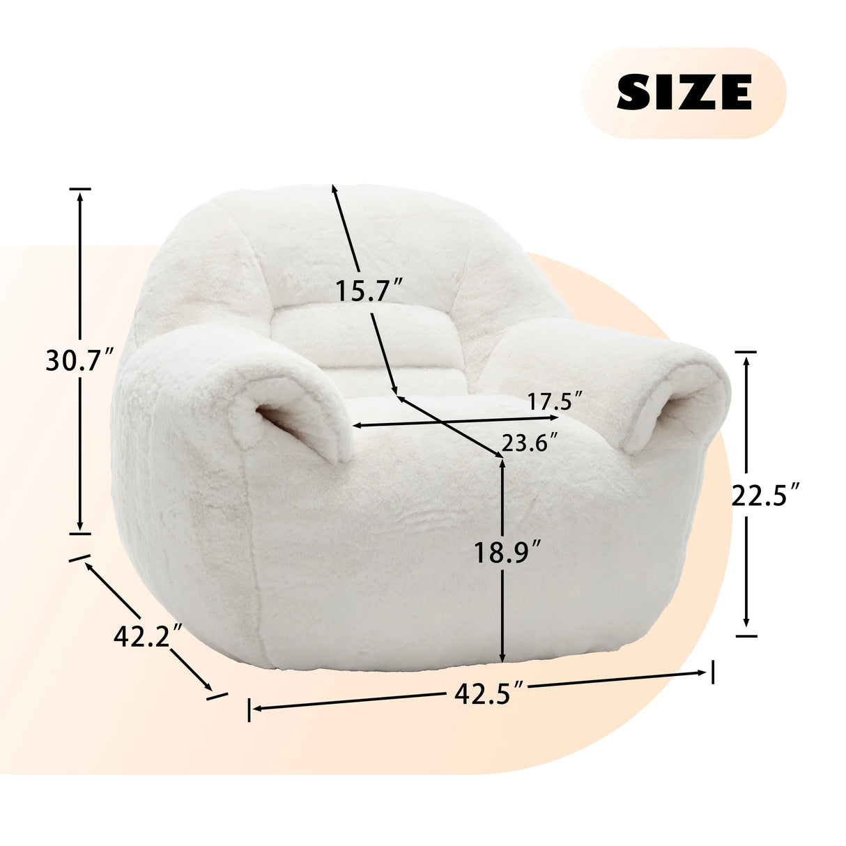 Faux Fur Comfy Bean Bag Chair With Back Support - Omega Lifestyles