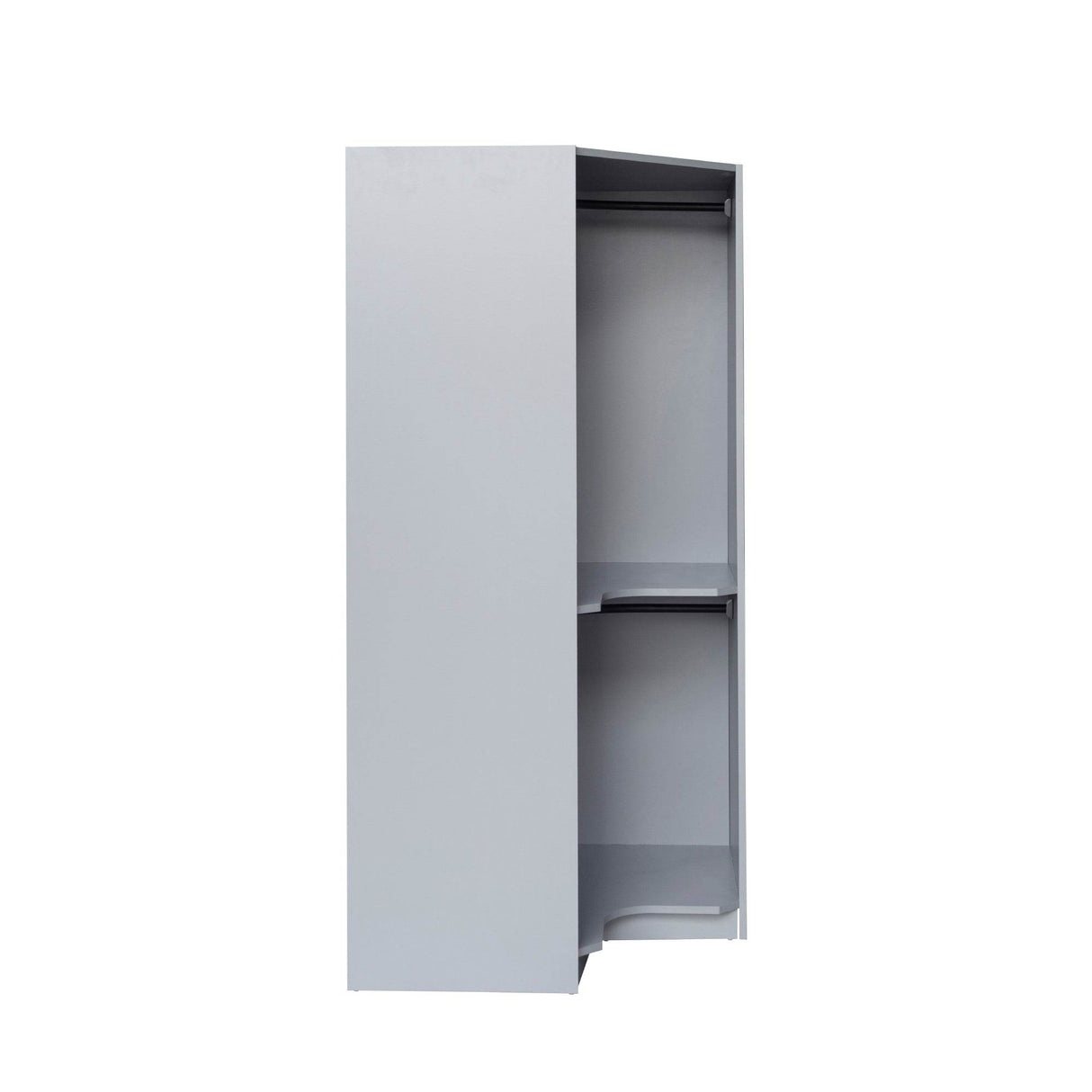 Polygon Corner Space-Saving Gray Particle Board Wardrobe - Omega Lifestyles