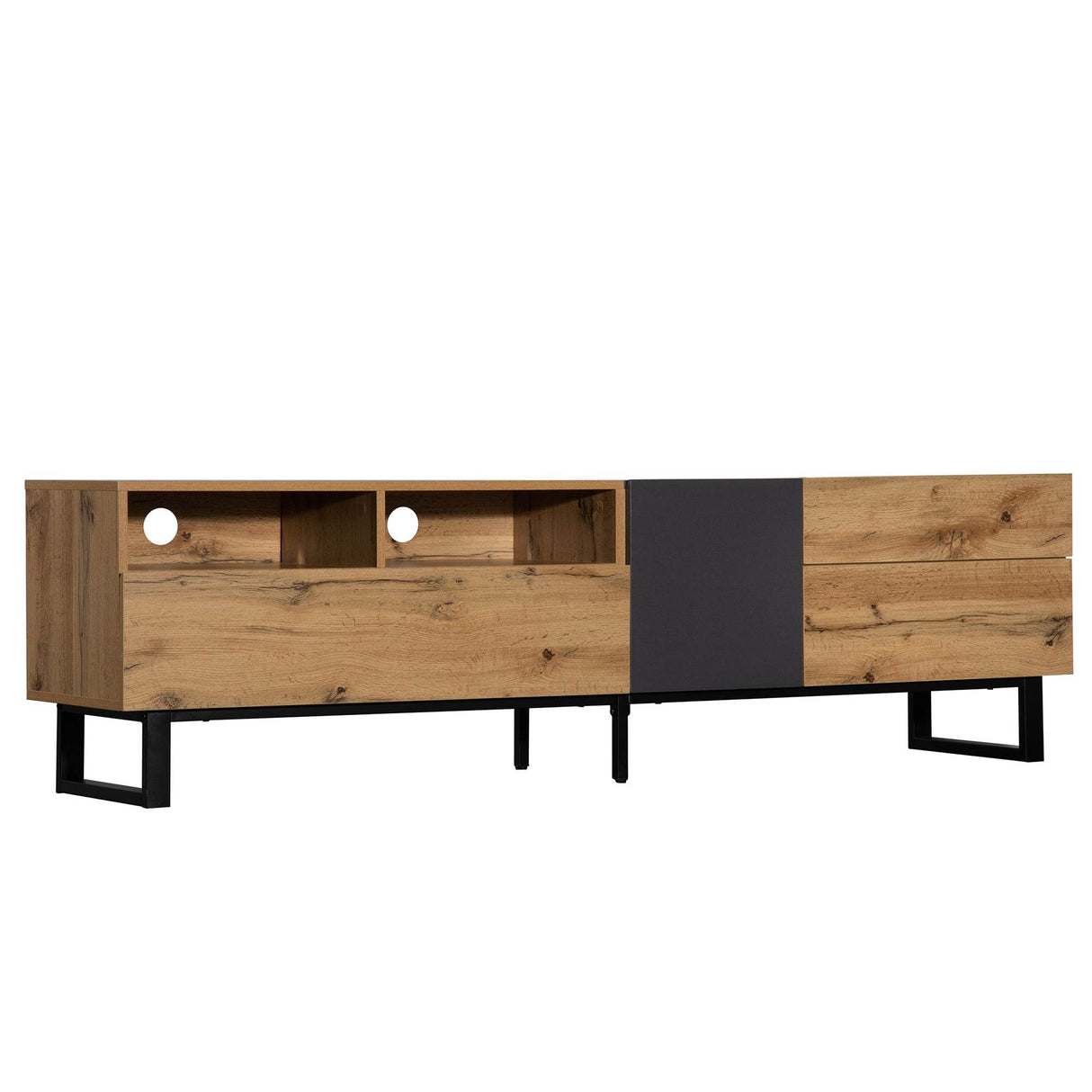 Modern Wood TV Stand With Drop Down Storage - Sleep Galleria