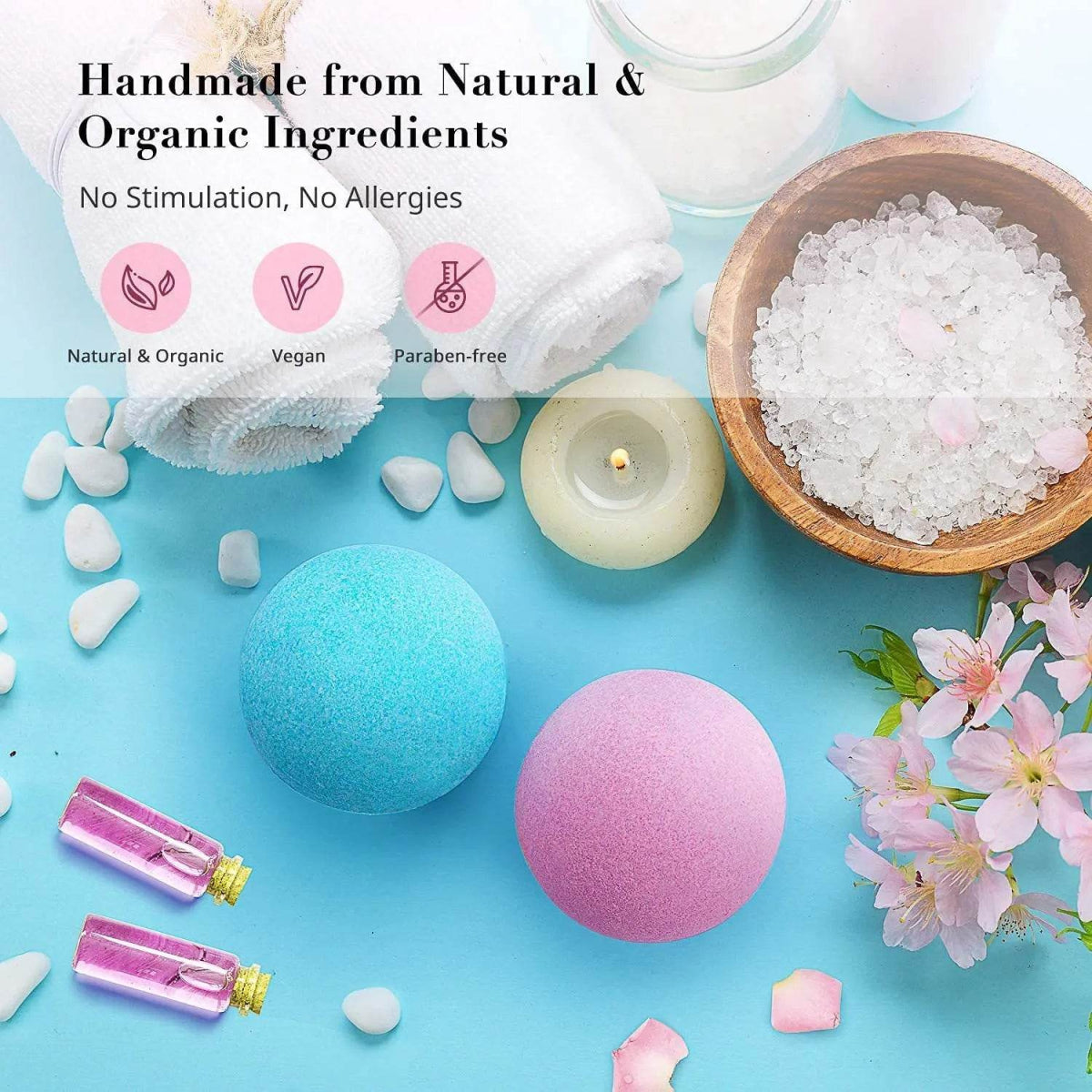 17-Piece Natural Essential Oil Bath Bomb Set - Sleep Galleria