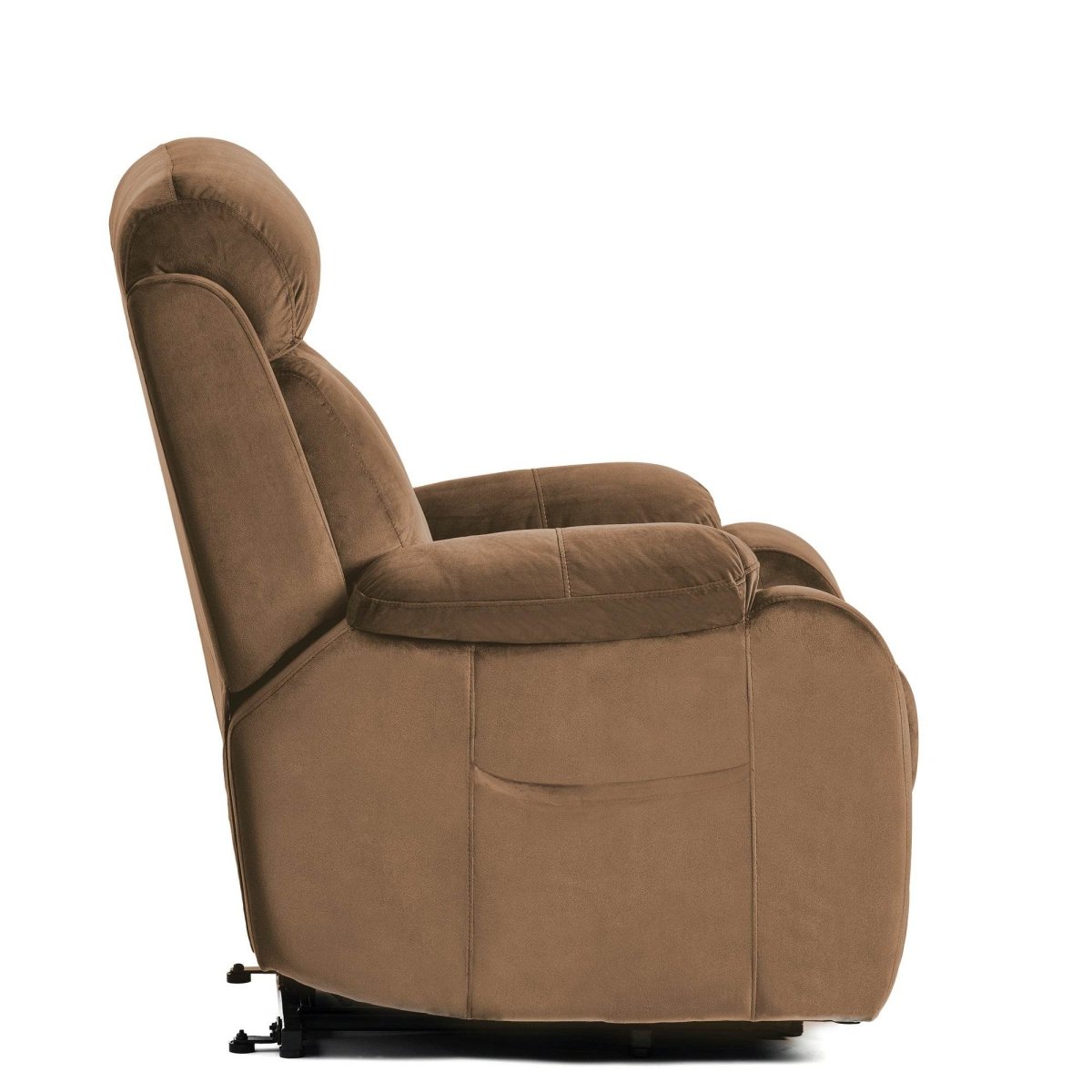 Brown Cashmere Fabric Power Lift Chair Recliner - Sleep Galleria