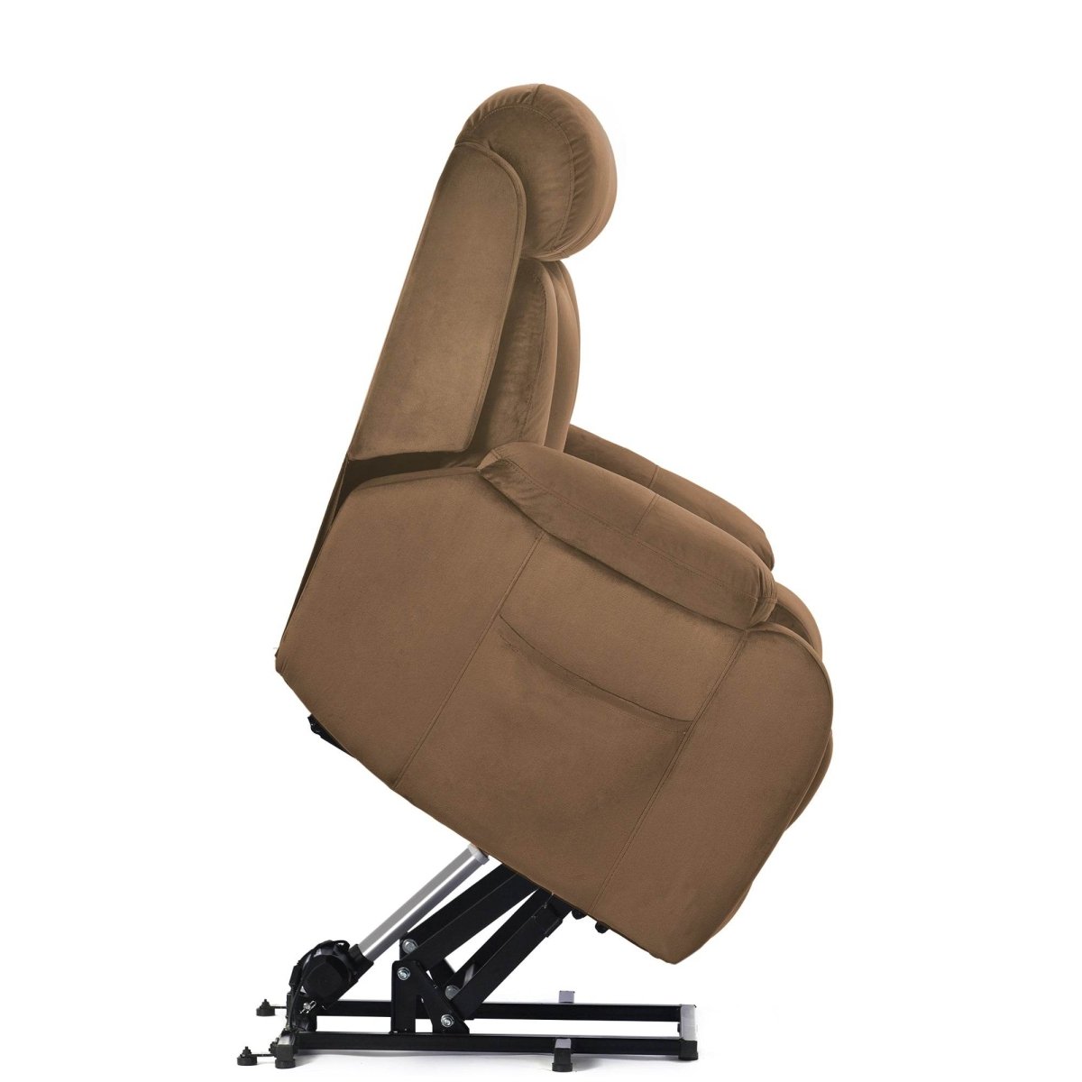 Brown Cashmere Fabric Power Lift Chair Recliner - Sleep Galleria