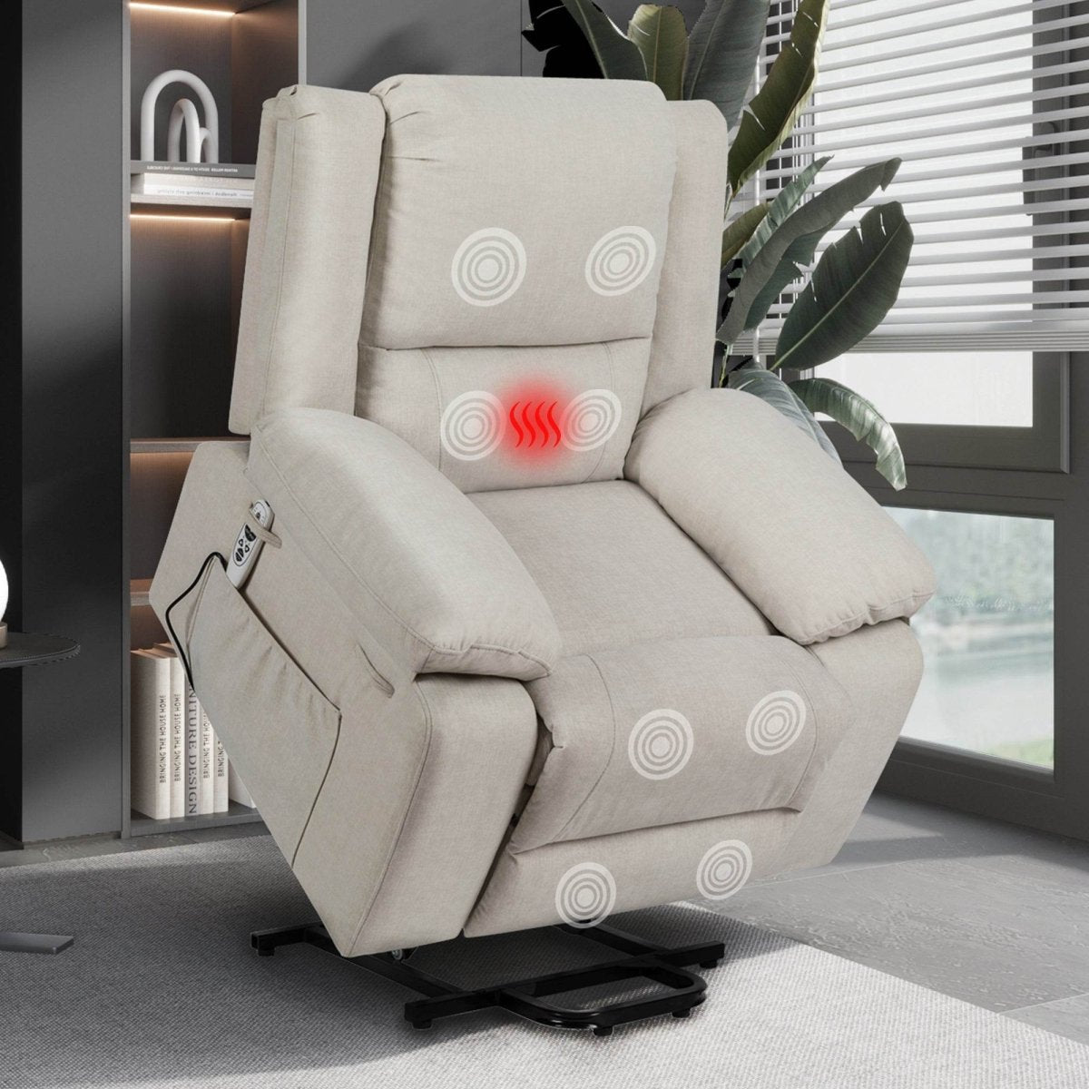 Electric Power Recliner Chair With Massage Beige - Sleep Galleria