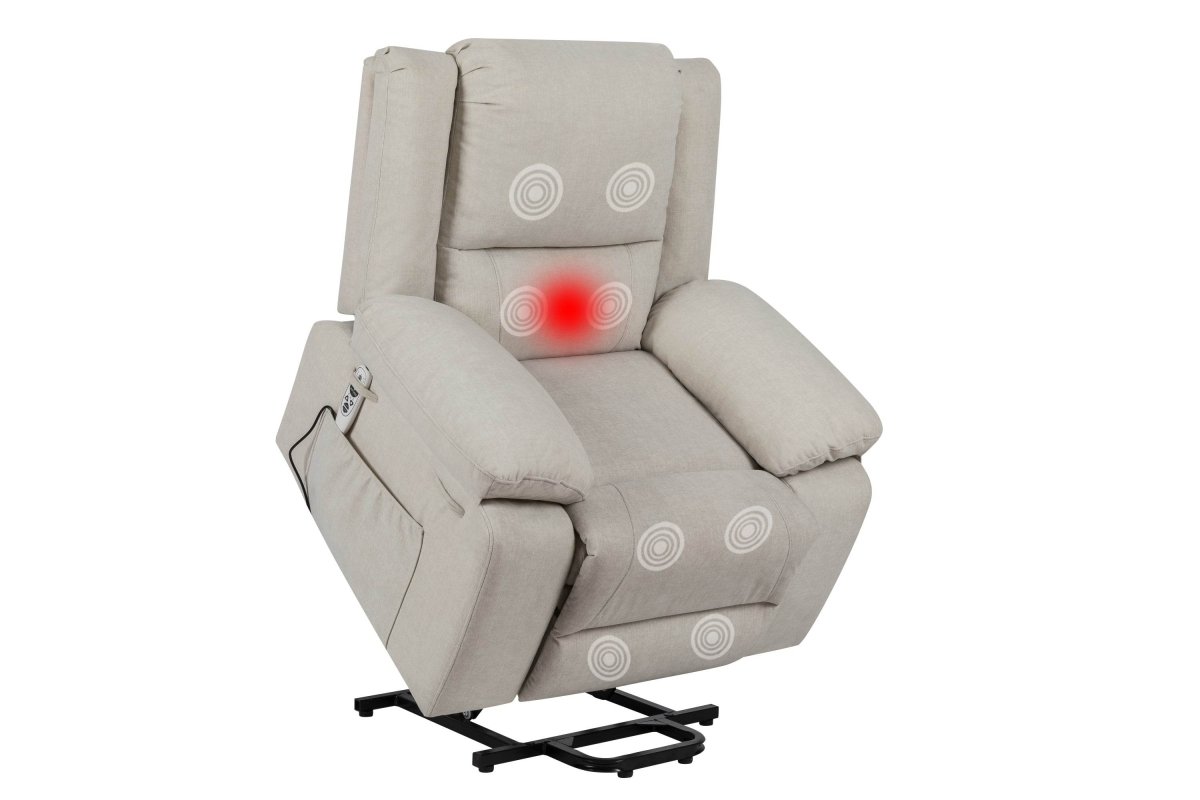 Electric Power Recliner Chair With Massage Beige - Sleep Galleria