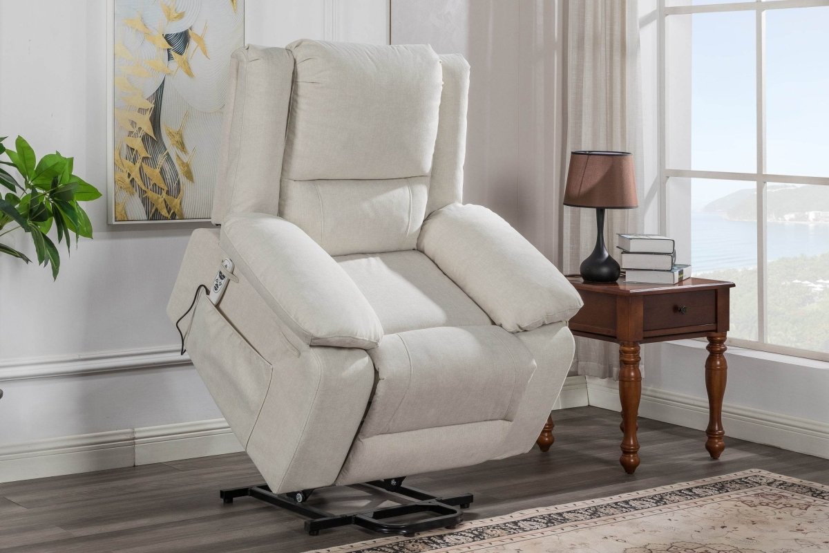 Electric Power Recliner Chair With Massage Beige - Sleep Galleria