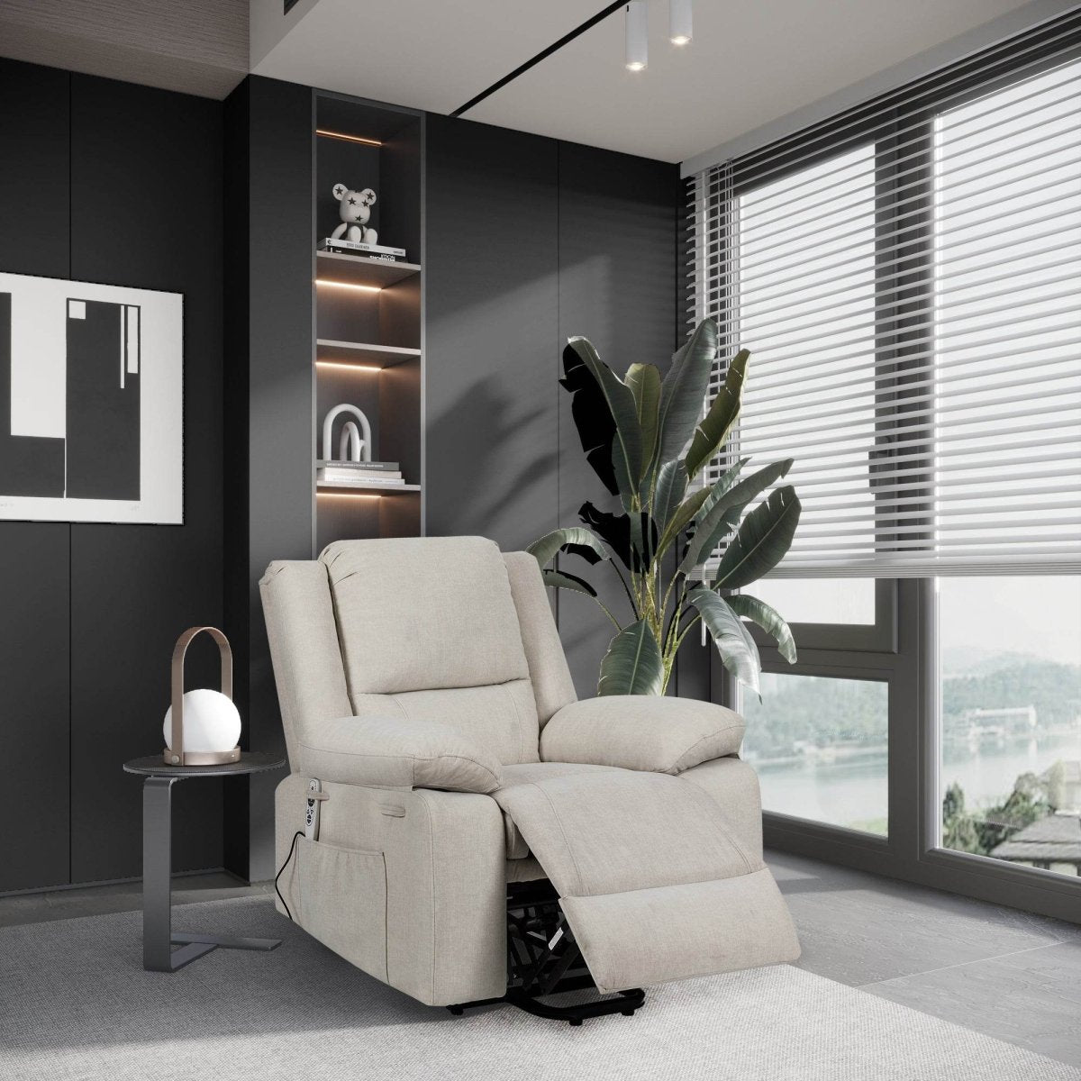 Electric Power Recliner Chair With Massage Beige - Sleep Galleria