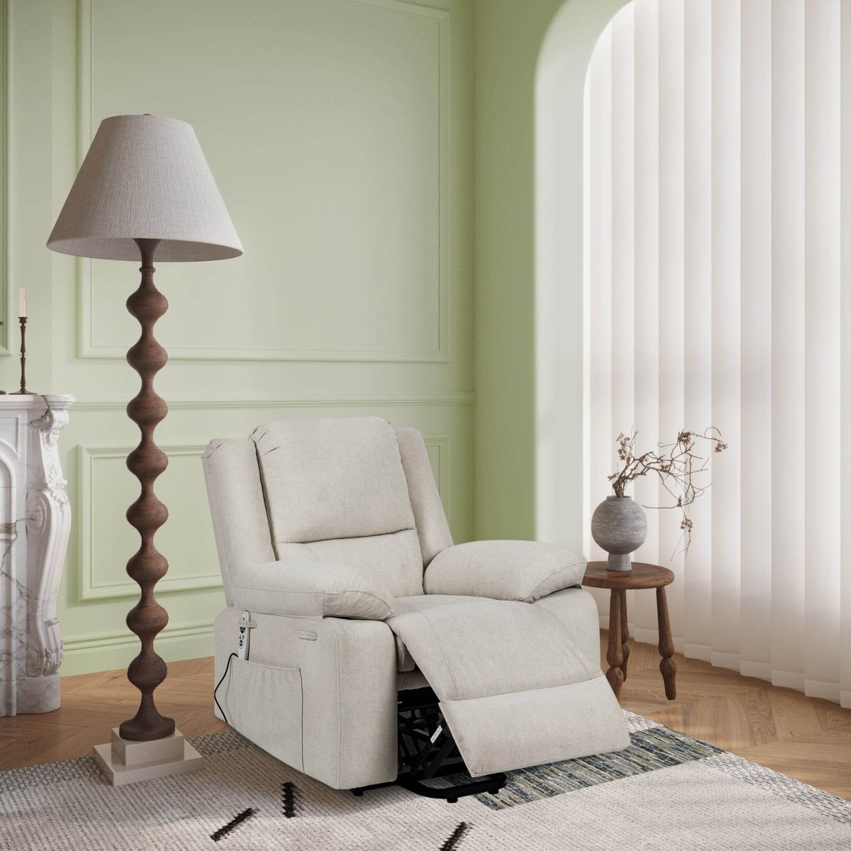 Electric Power Recliner Chair With Massage Beige - Sleep Galleria