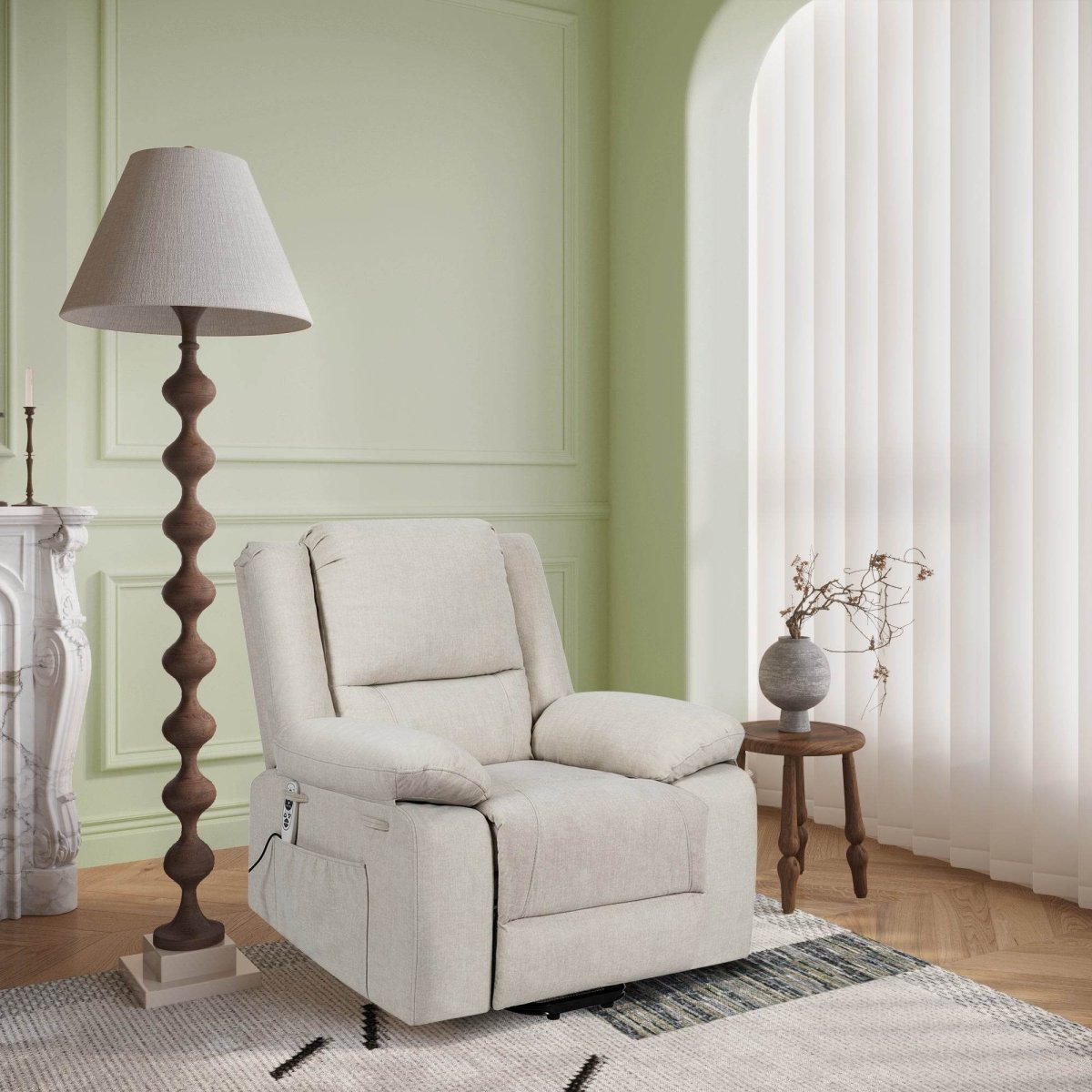 Electric Power Recliner Chair With Massage Beige - Sleep Galleria