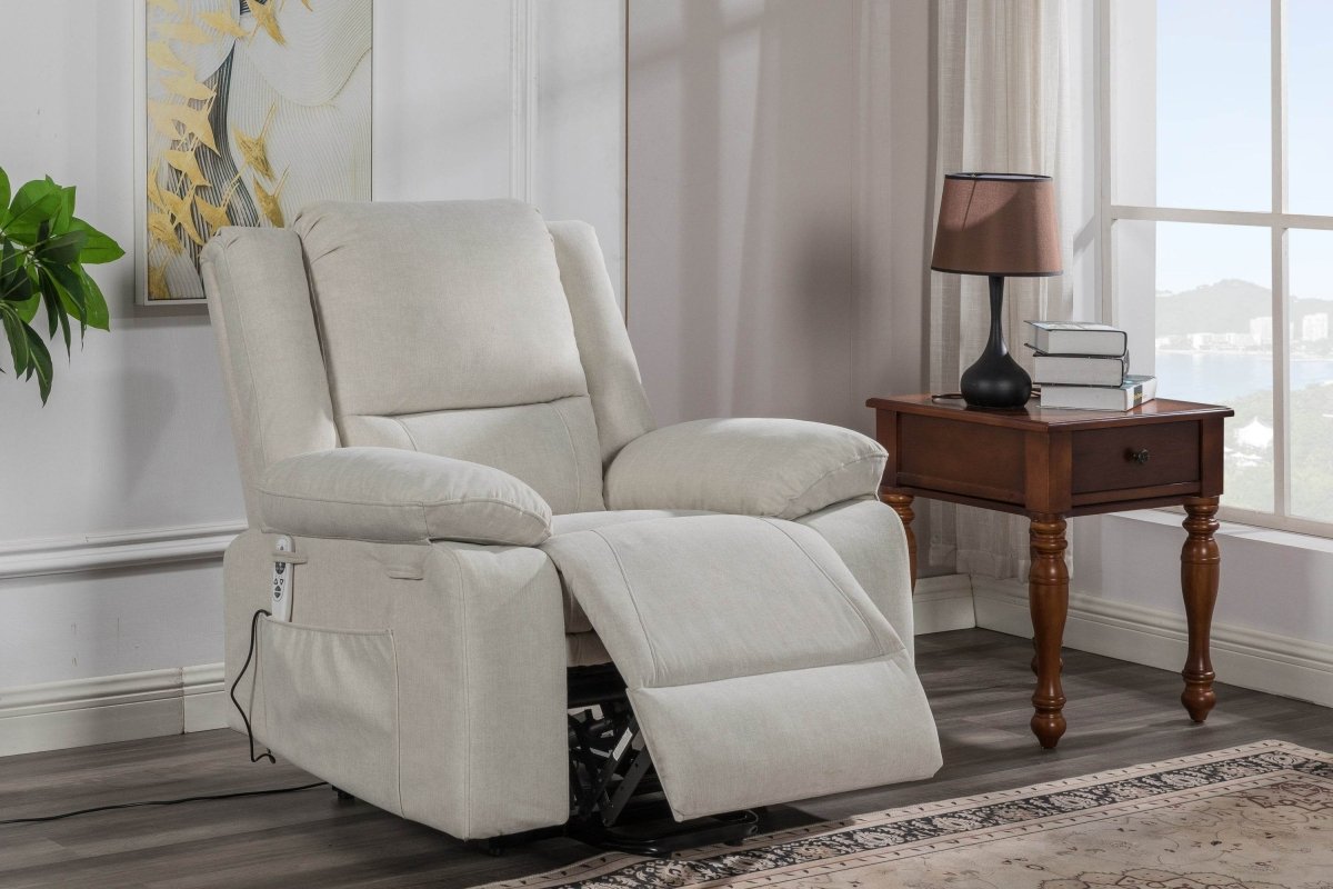 Electric Power Recliner Chair With Massage Beige - Sleep Galleria