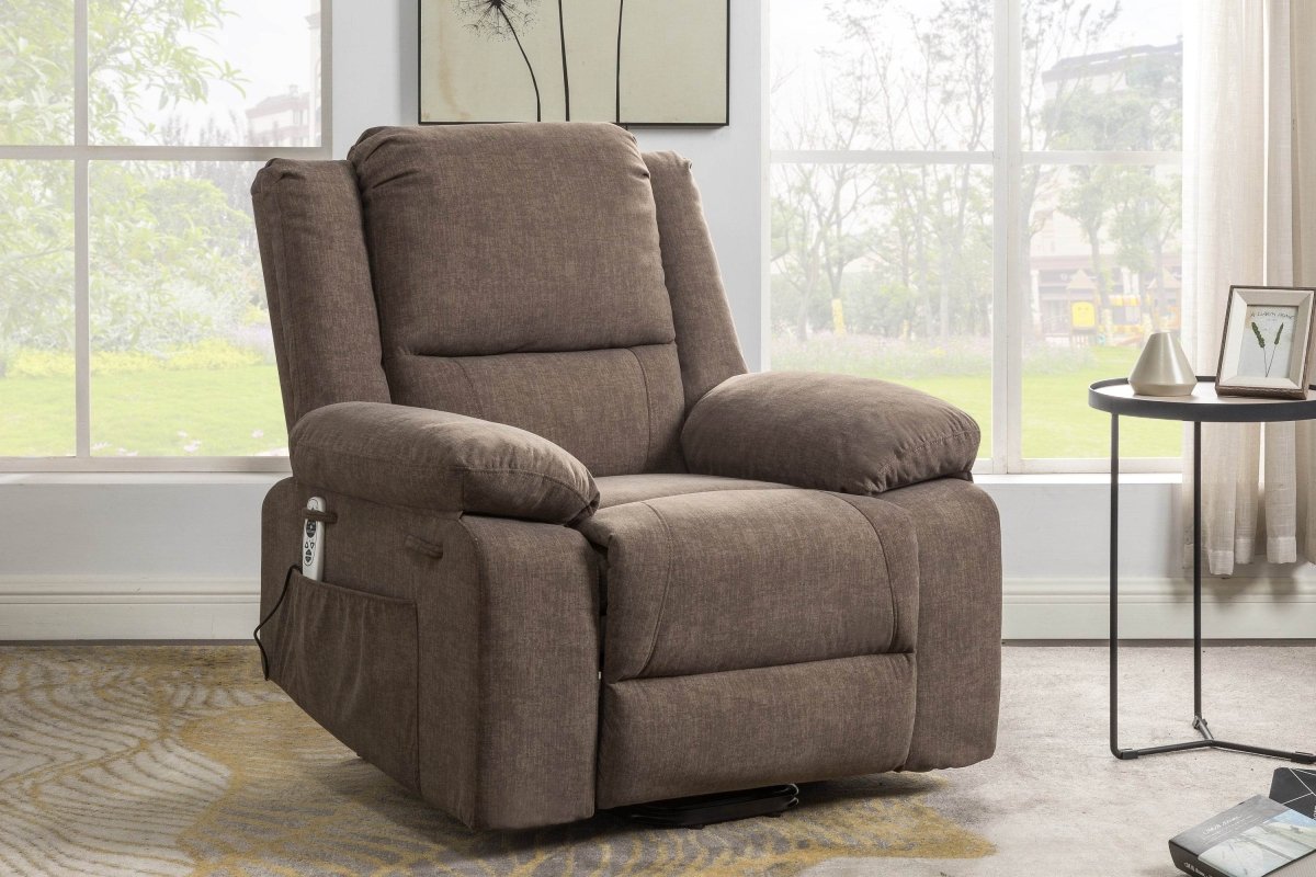 Electric Power Recliner Chair With Massage Brown - Sleep Galleria