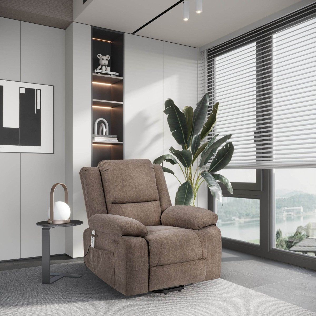 Electric Power Recliner Chair With Massage Brown - Sleep Galleria