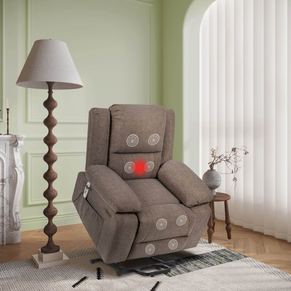 Electric Power Recliner Chair With Massage Brown - Sleep Galleria