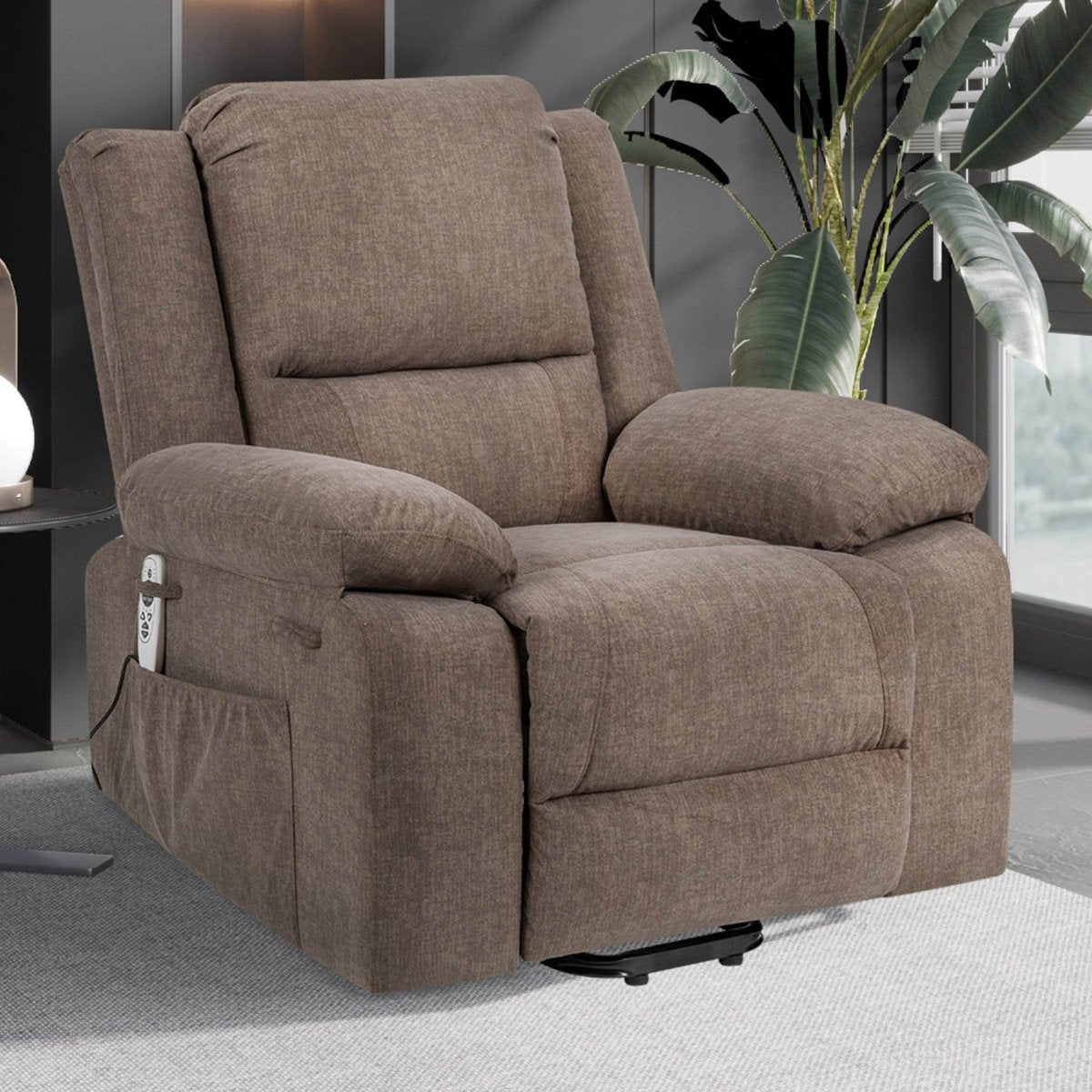 Electric Power Recliner Chair With Massage Brown - Sleep Galleria
