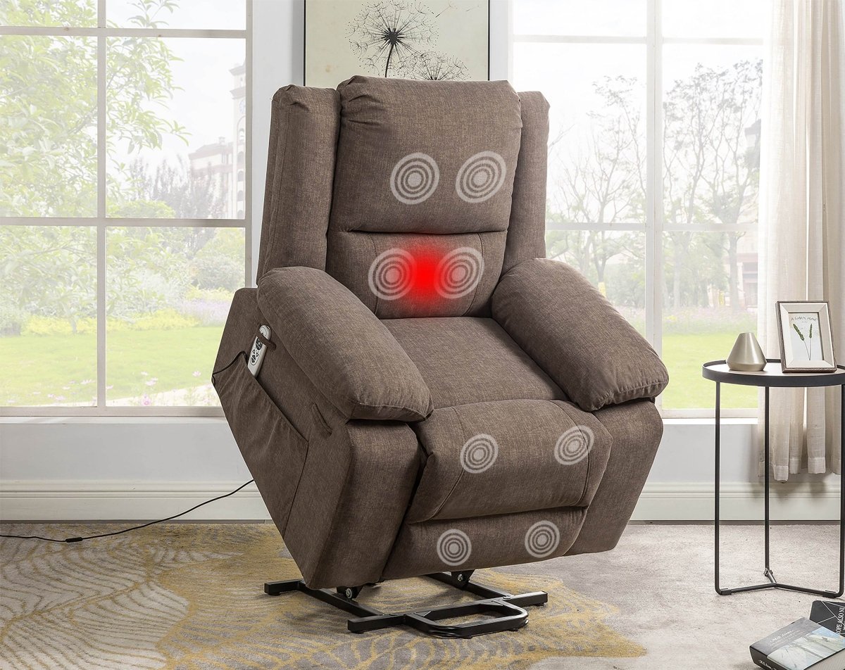 Electric Power Recliner Chair With Massage Brown - Sleep Galleria