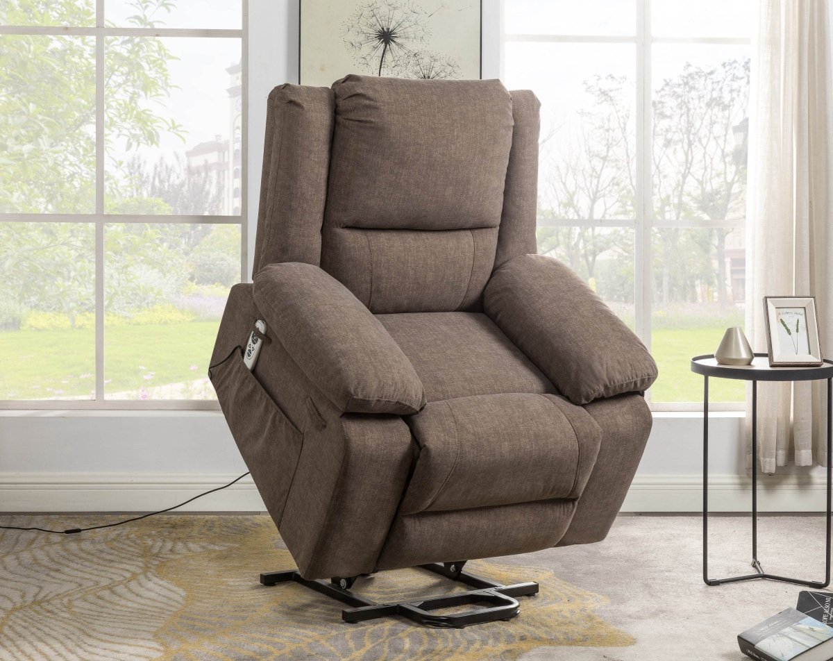 Electric Power Recliner Chair With Massage Brown - Sleep Galleria