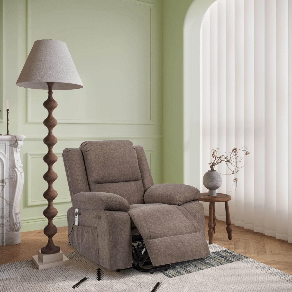 Electric Power Recliner Chair With Massage Brown - Sleep Galleria