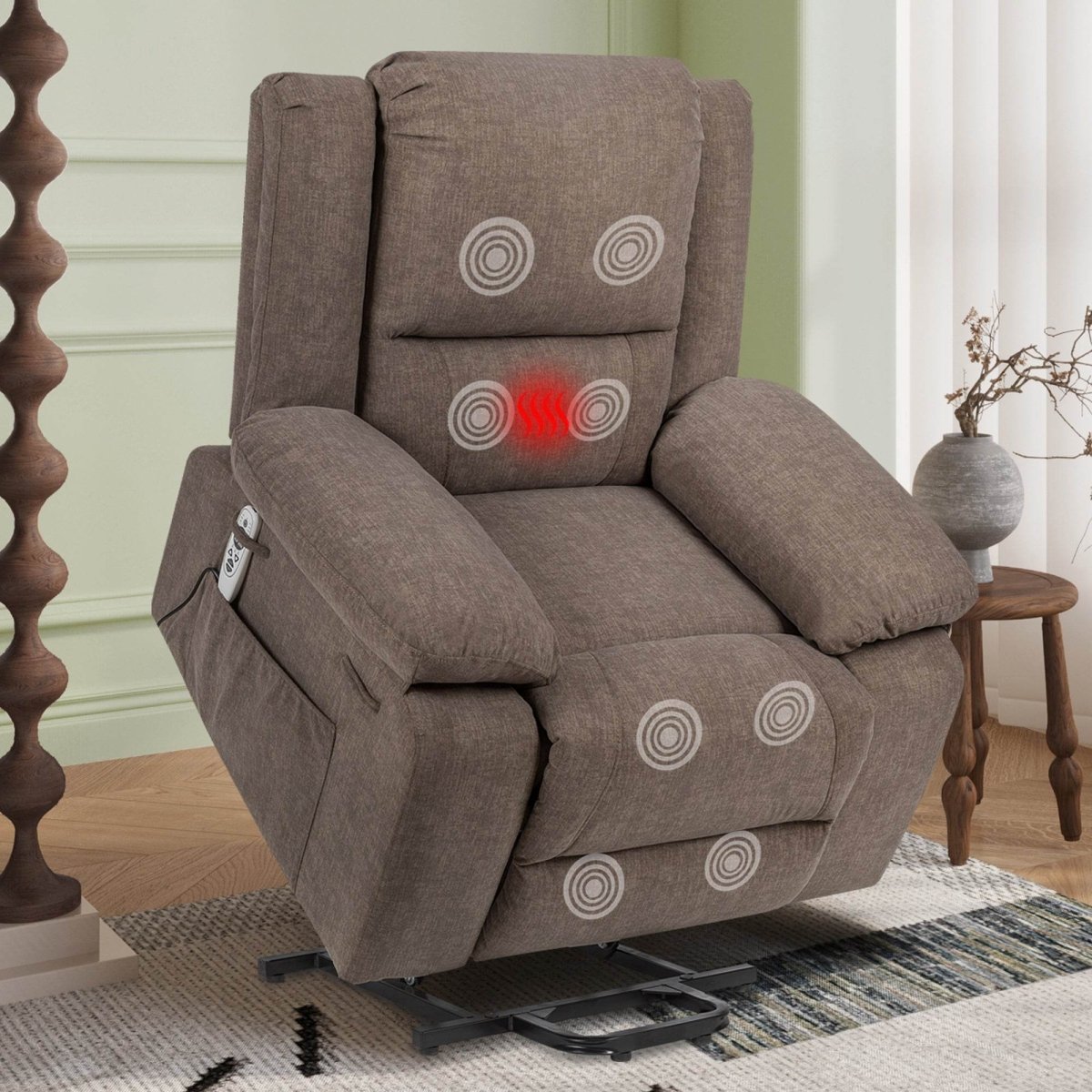 Electric Power Recliner Chair With Massage Brown - Sleep Galleria