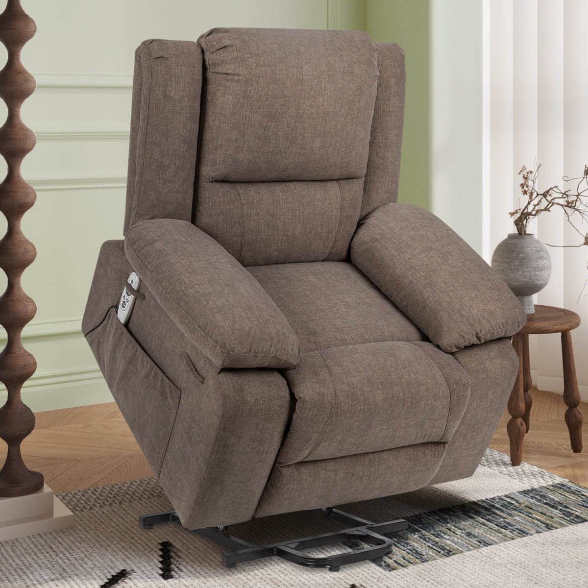 Electric Power Recliner Chair With Massage Brown - Sleep Galleria