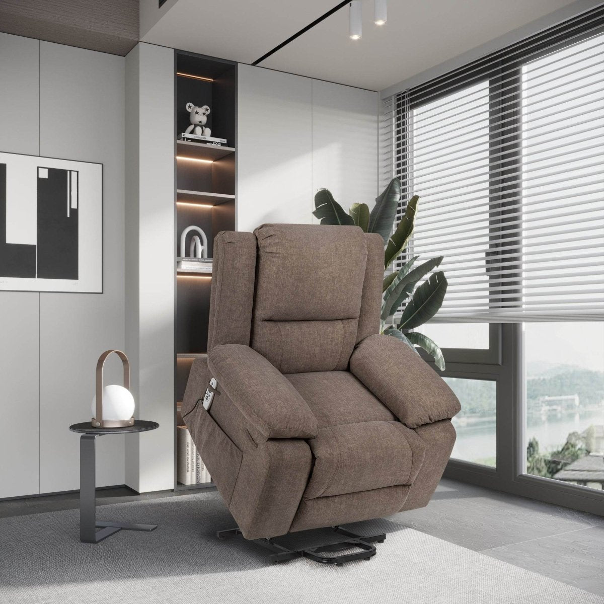 Electric Power Recliner Chair With Massage Brown - Sleep Galleria