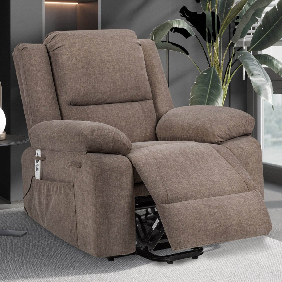 Electric Power Recliner Chair With Massage Brown - Sleep Galleria