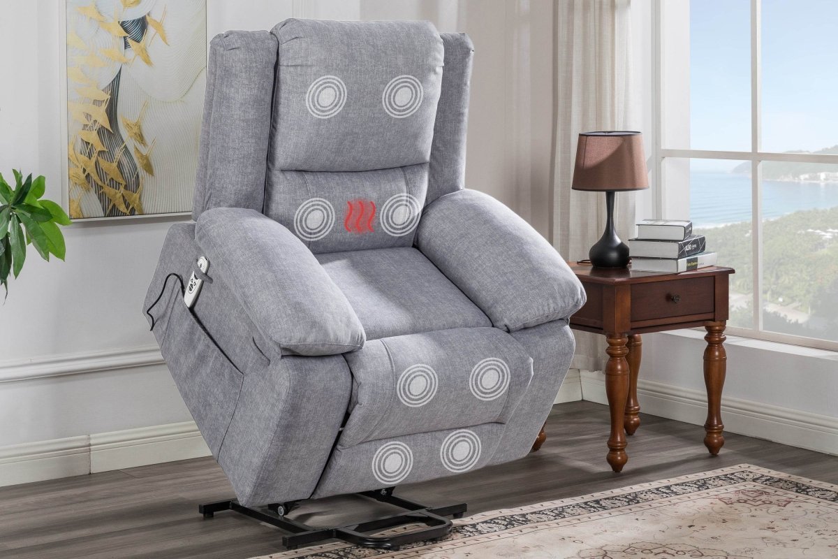 Electric Power Recliner Chair With Massage Light Grey - Sleep Galleria