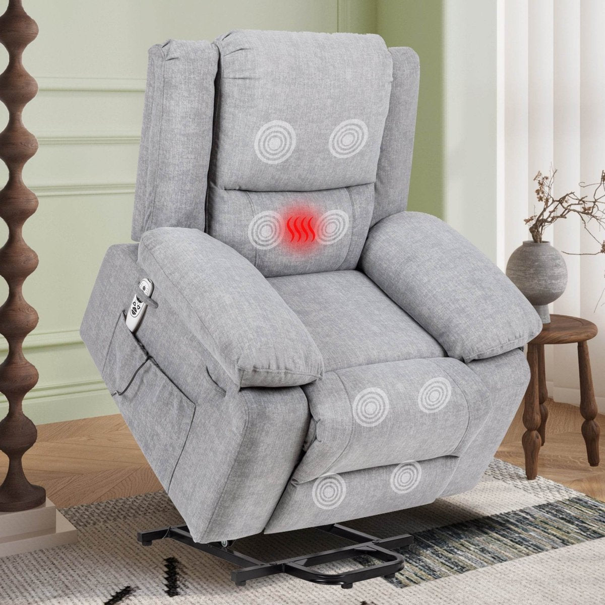 Electric Power Recliner Chair With Massage Light Grey - Sleep Galleria